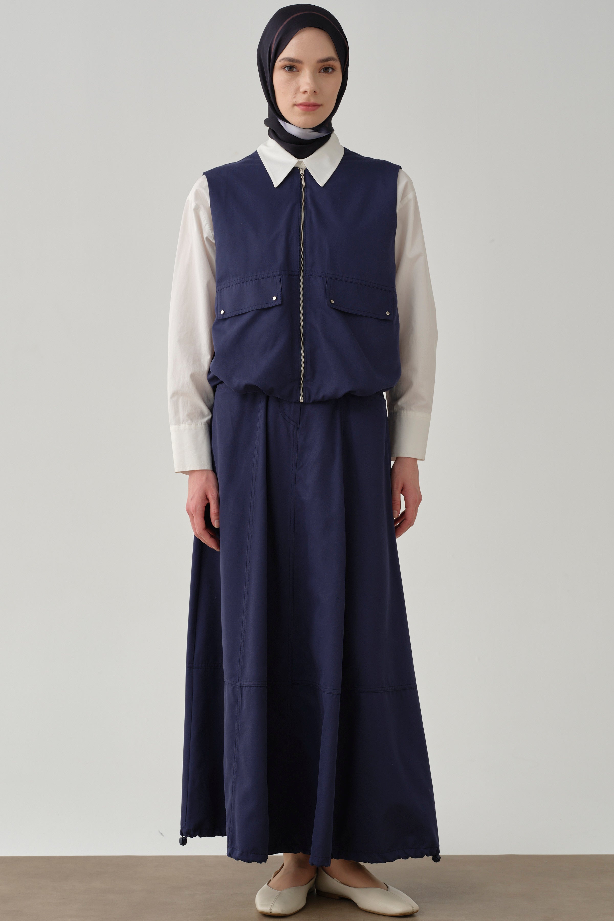 Cepli Parçalı Balon Etek - Lacivert TUGBA