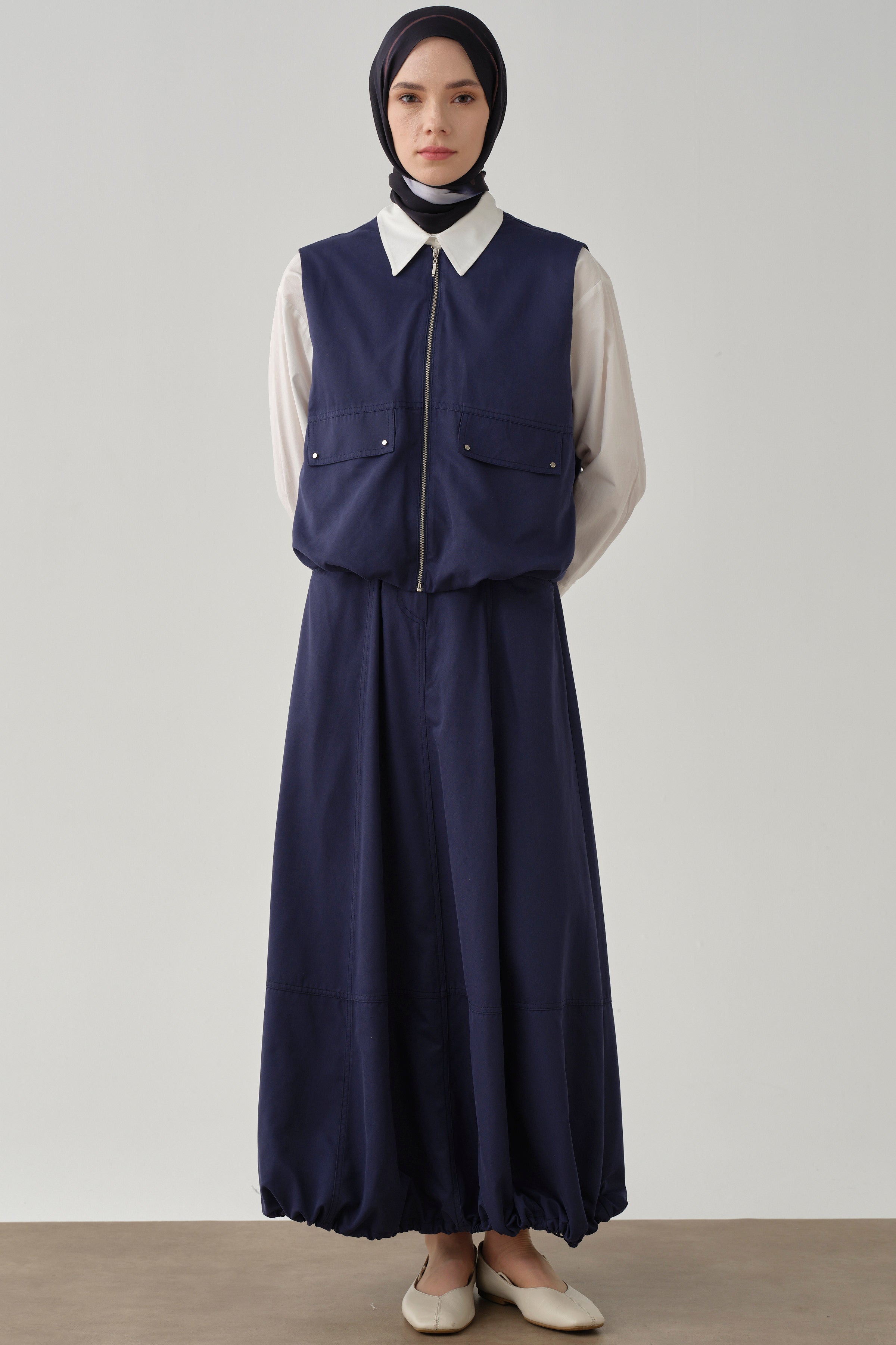 Cepli Parçalı Balon Etek - Lacivert TUGBA