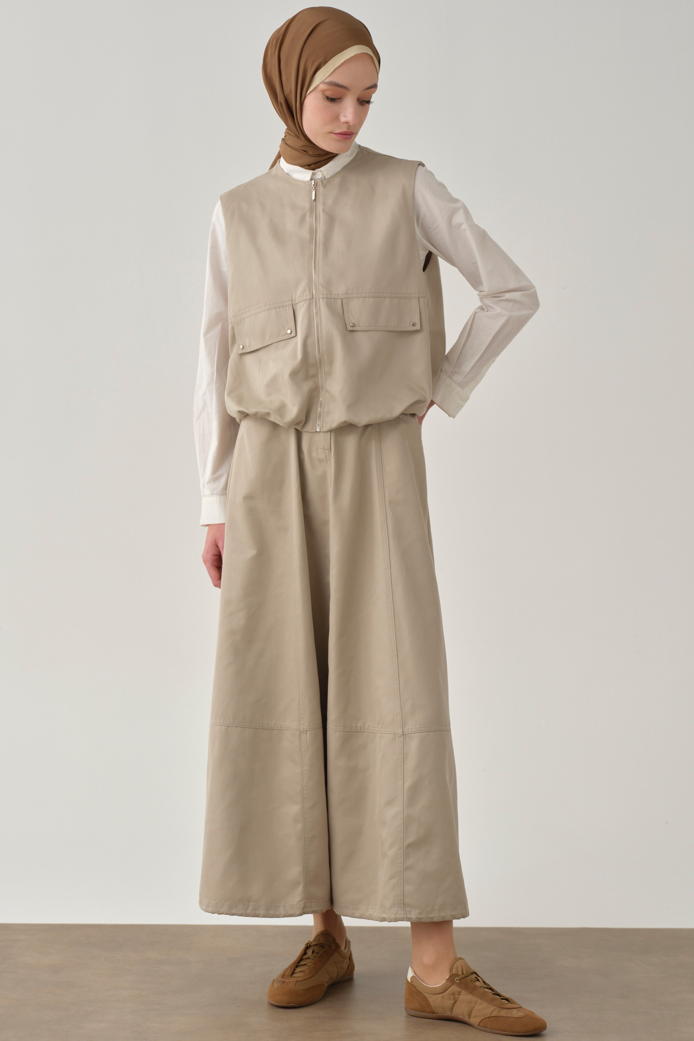 Cepli Parçalı Balon Etek - Taş TUGBA