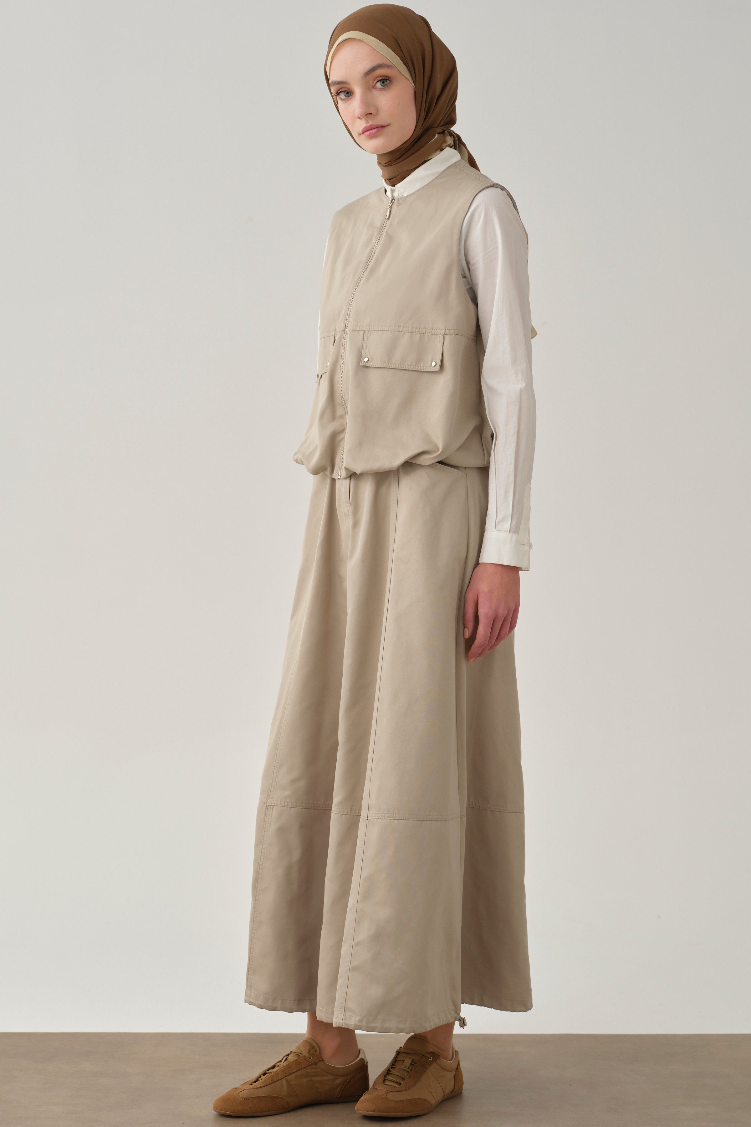 Cepli Parçalı Balon Etek - Taş TUGBA