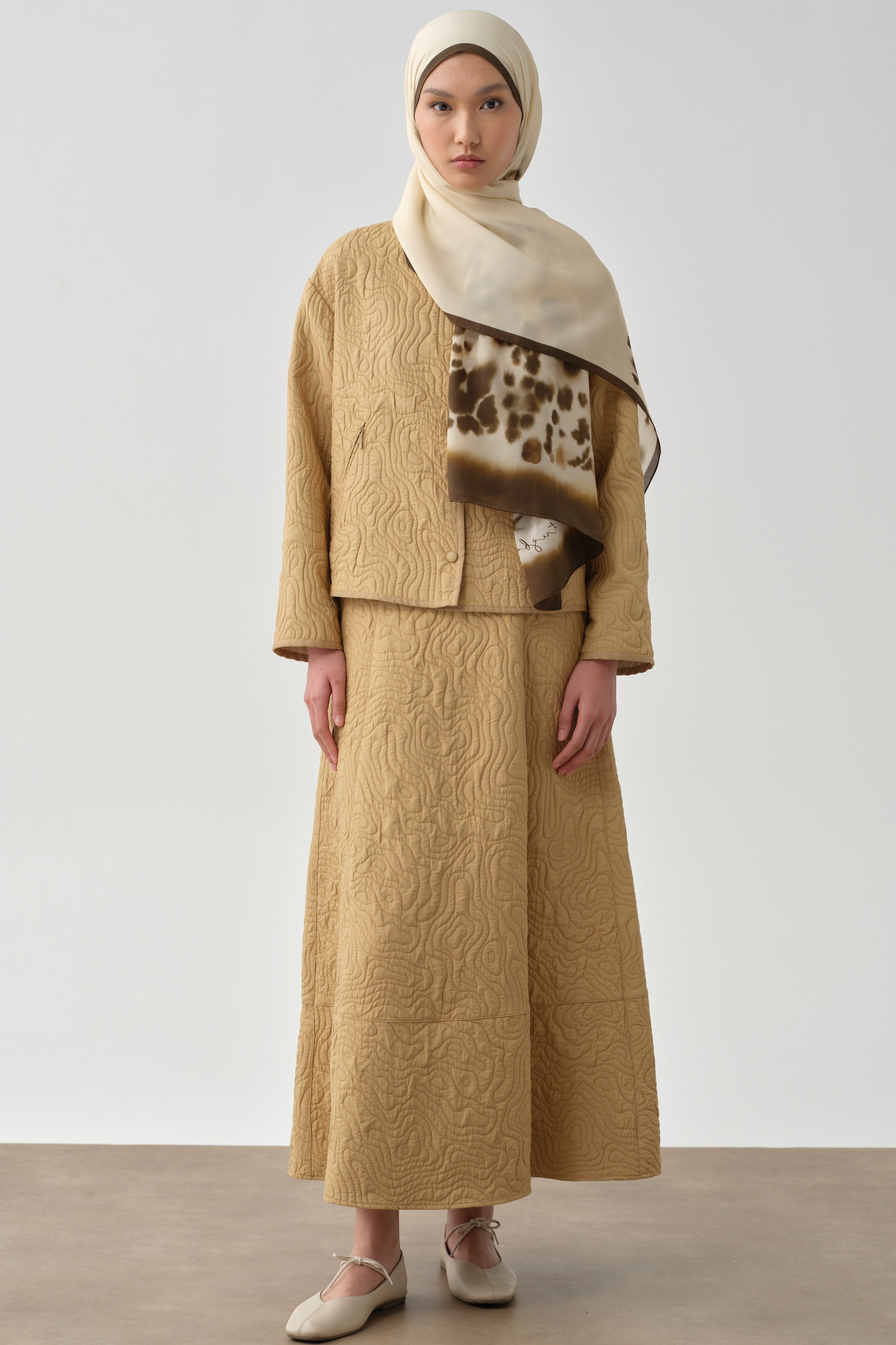 Cepli Parçalı Kapitone Etek - Camel TUGBA