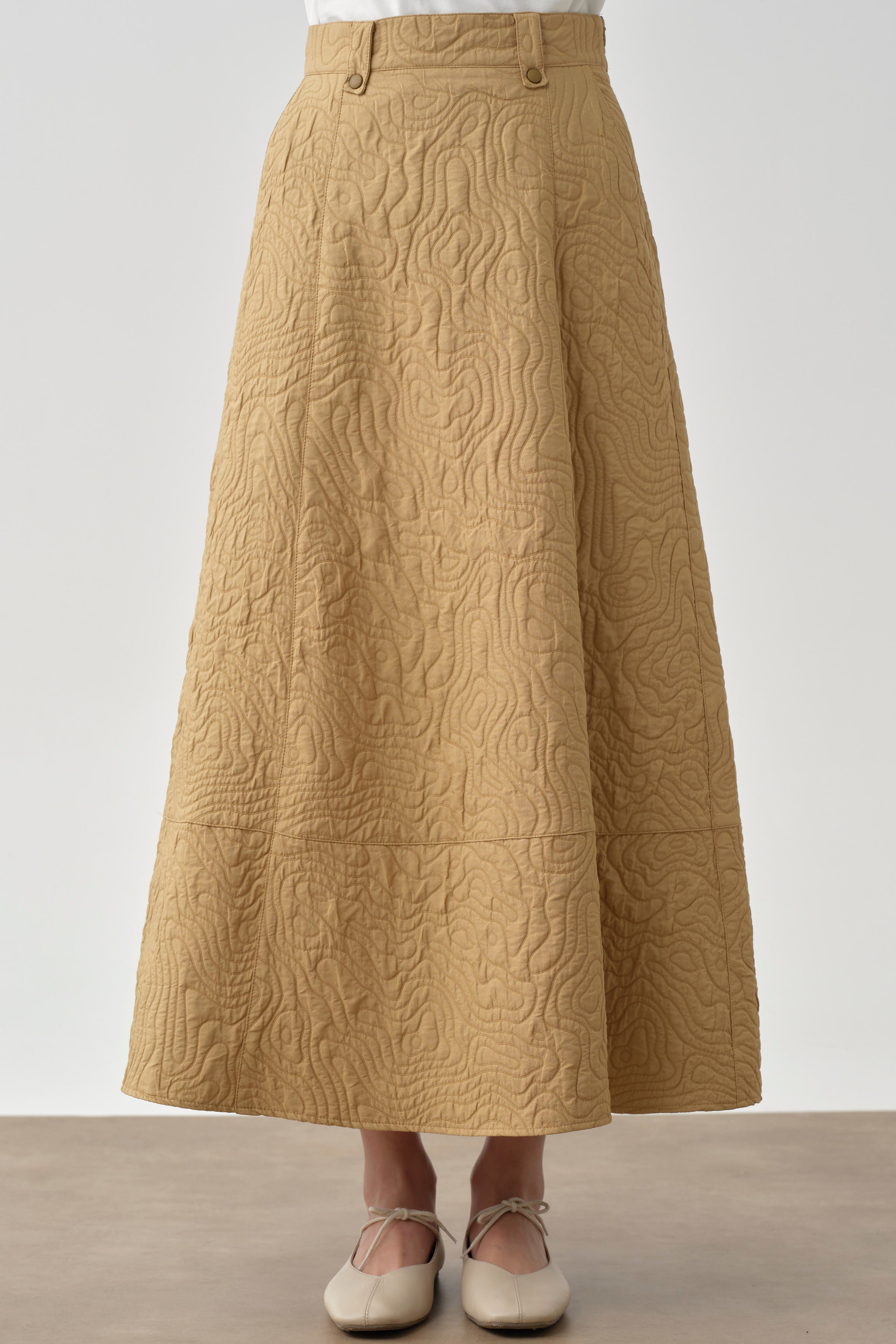 Cepli Parçalı Kapitone Etek - Camel TUGBA