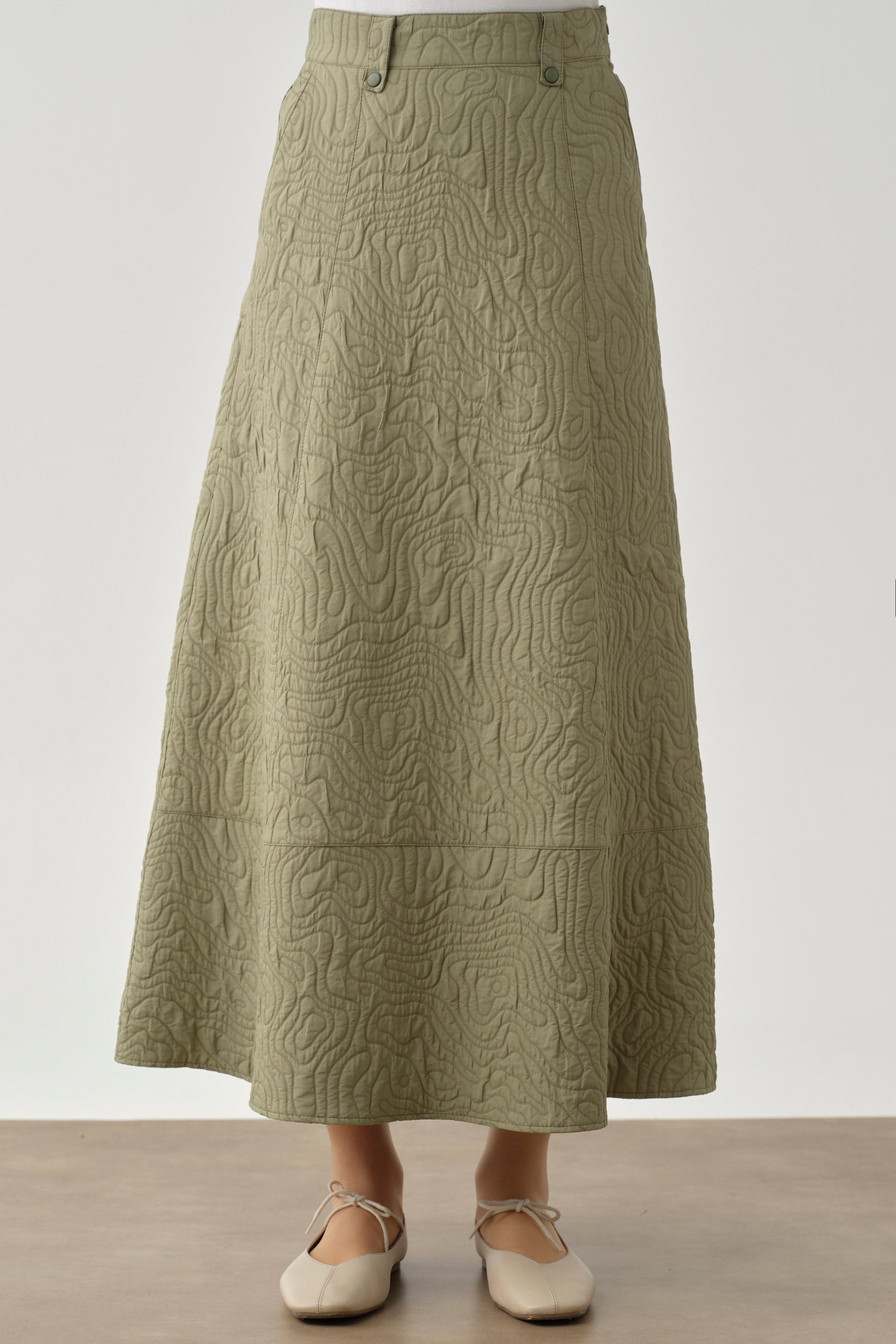 Cepli Parçalı Kapitone Etek - Mint TUGBA