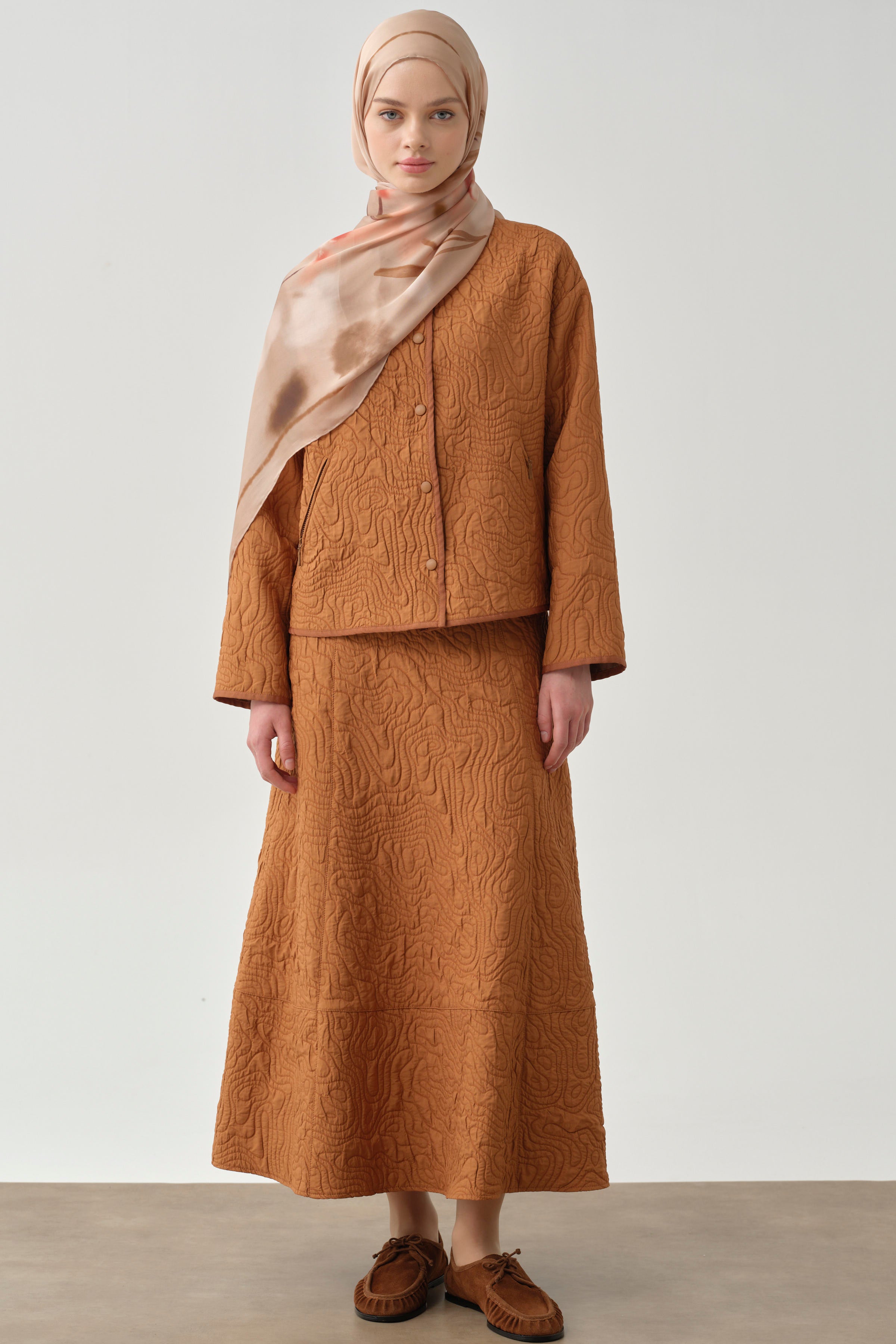 Cepli Parçalı Kapitone Etek - Tarçın TUGBA