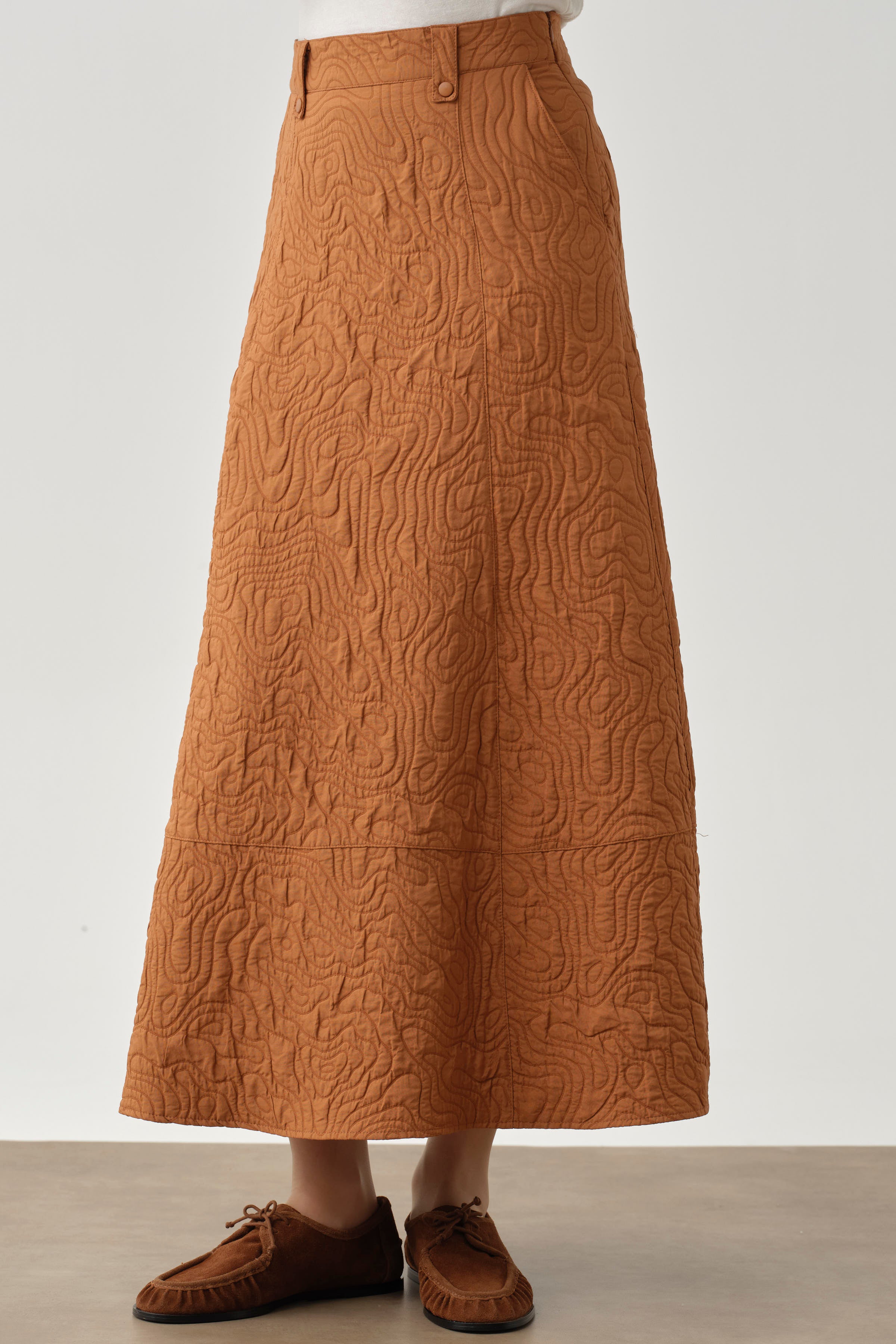 Cepli Parçalı Kapitone Etek - Tarçın TUGBA