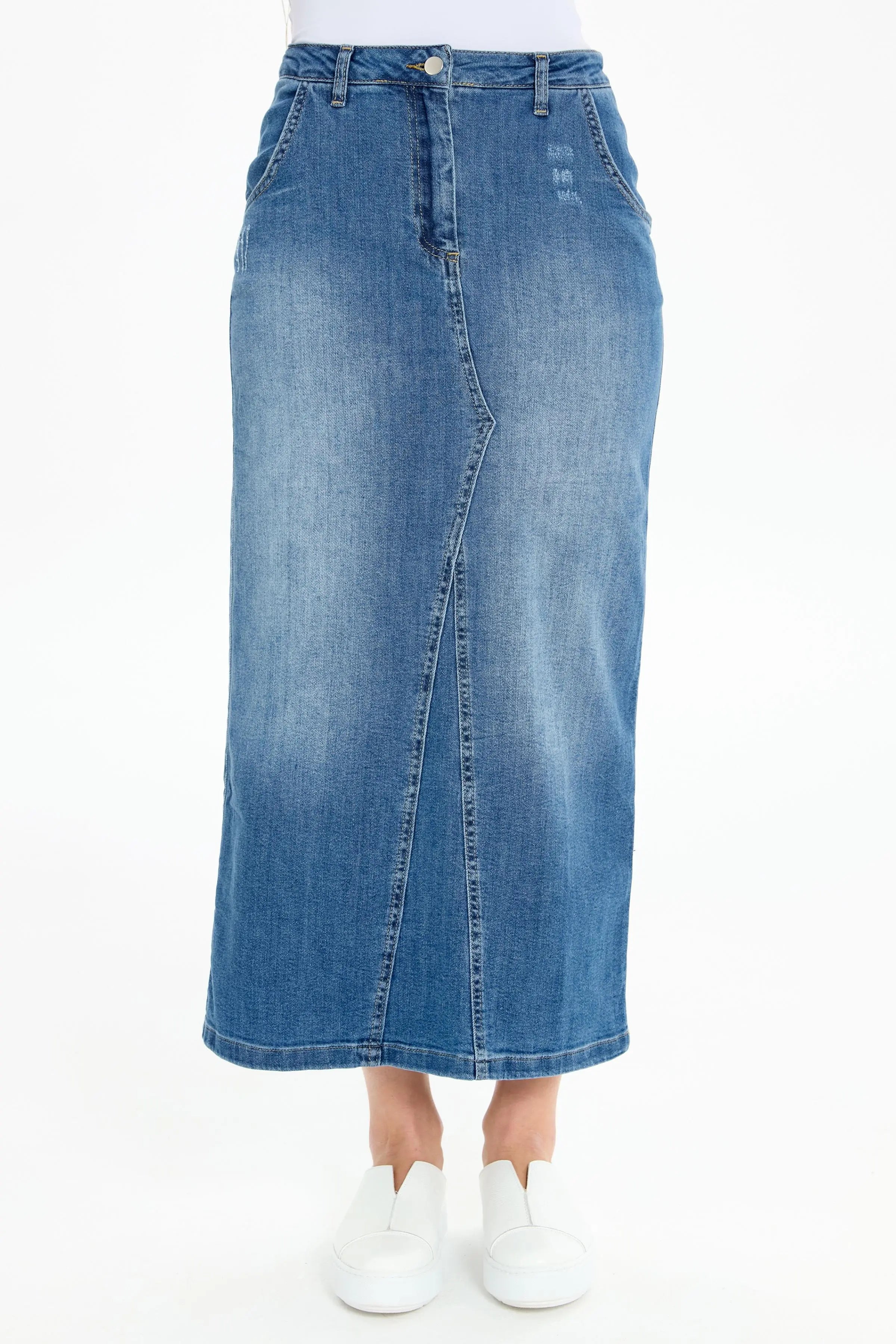 Cepli Spor Denim Etek - İndigo TUGBA