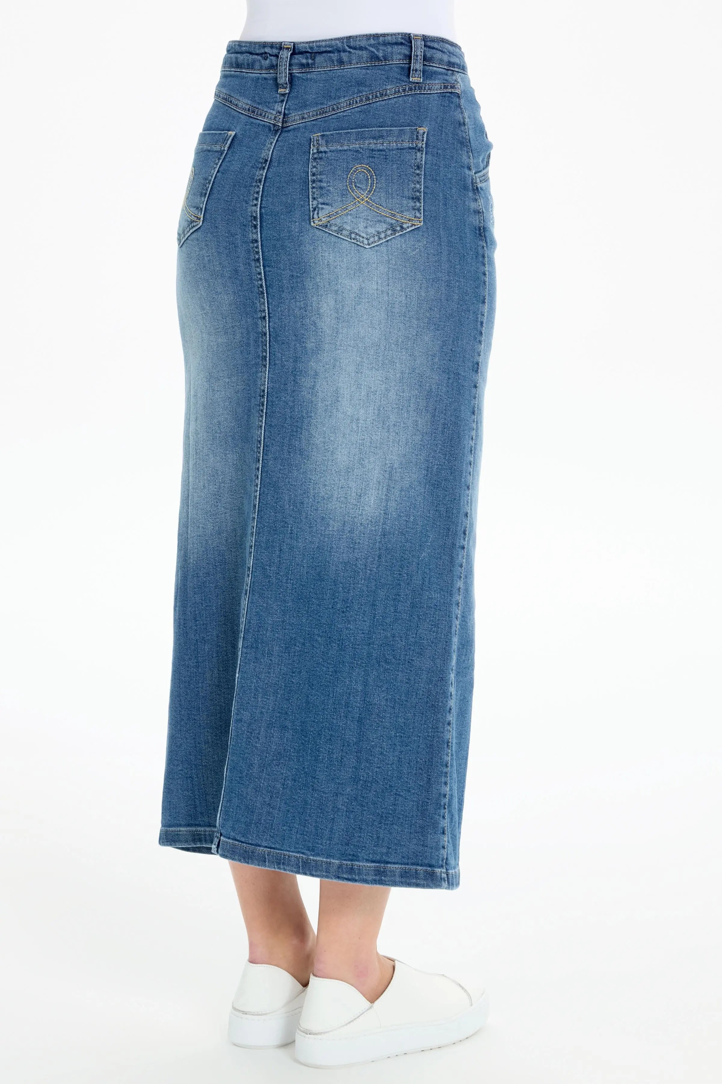 Cepli Spor Denim Etek - İndigo TUGBA