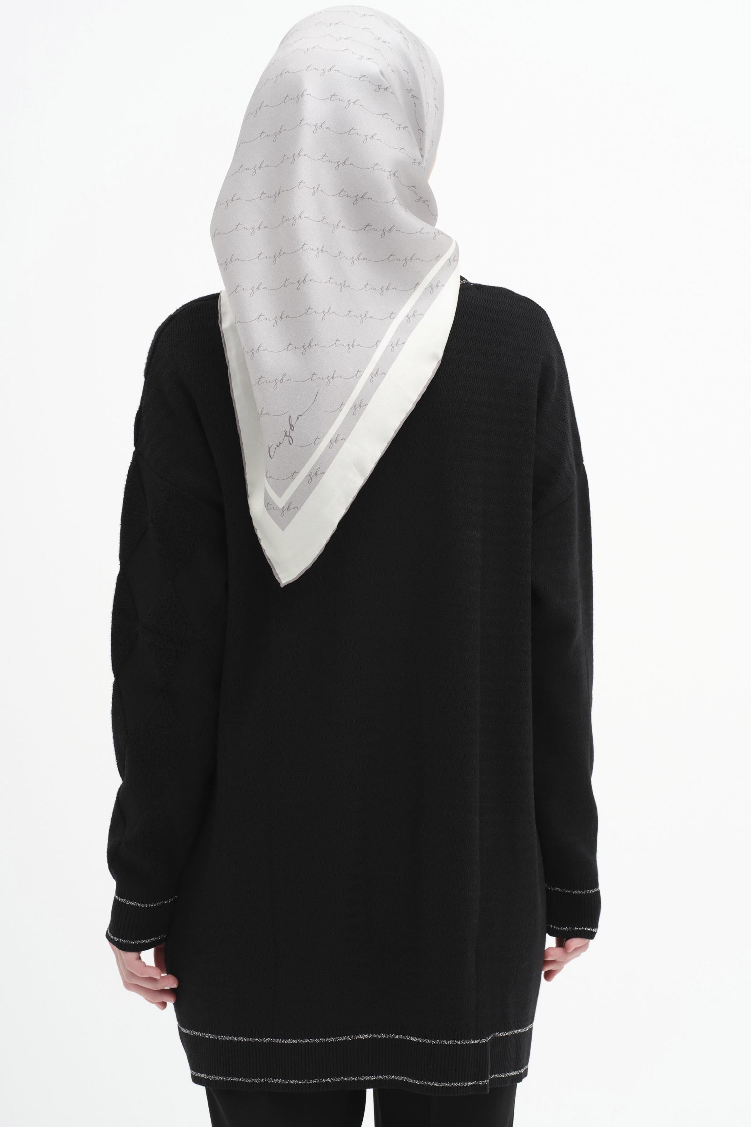 Çerçeve Detaylı Triko Hırka - Siyah TUGBA