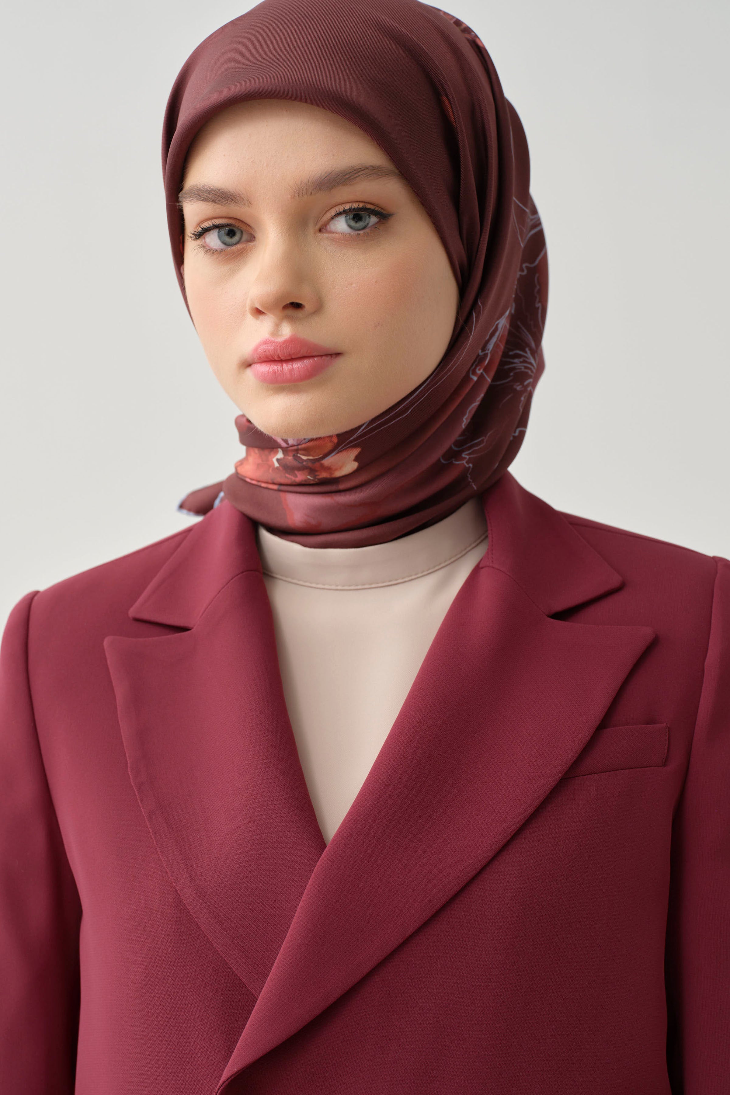 Süregan Twill İpek Eşarp - Bordo TUGBA