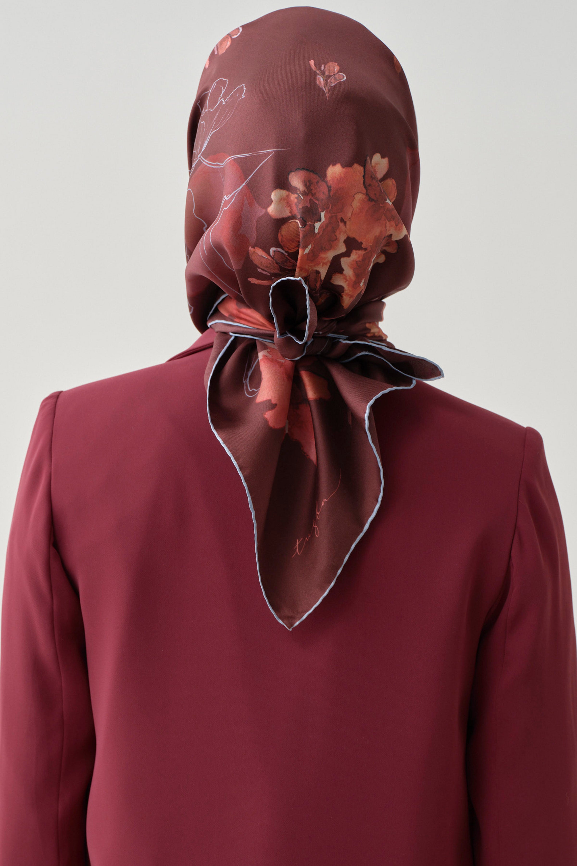 Süregan Twill İpek Eşarp - Bordo TUGBA