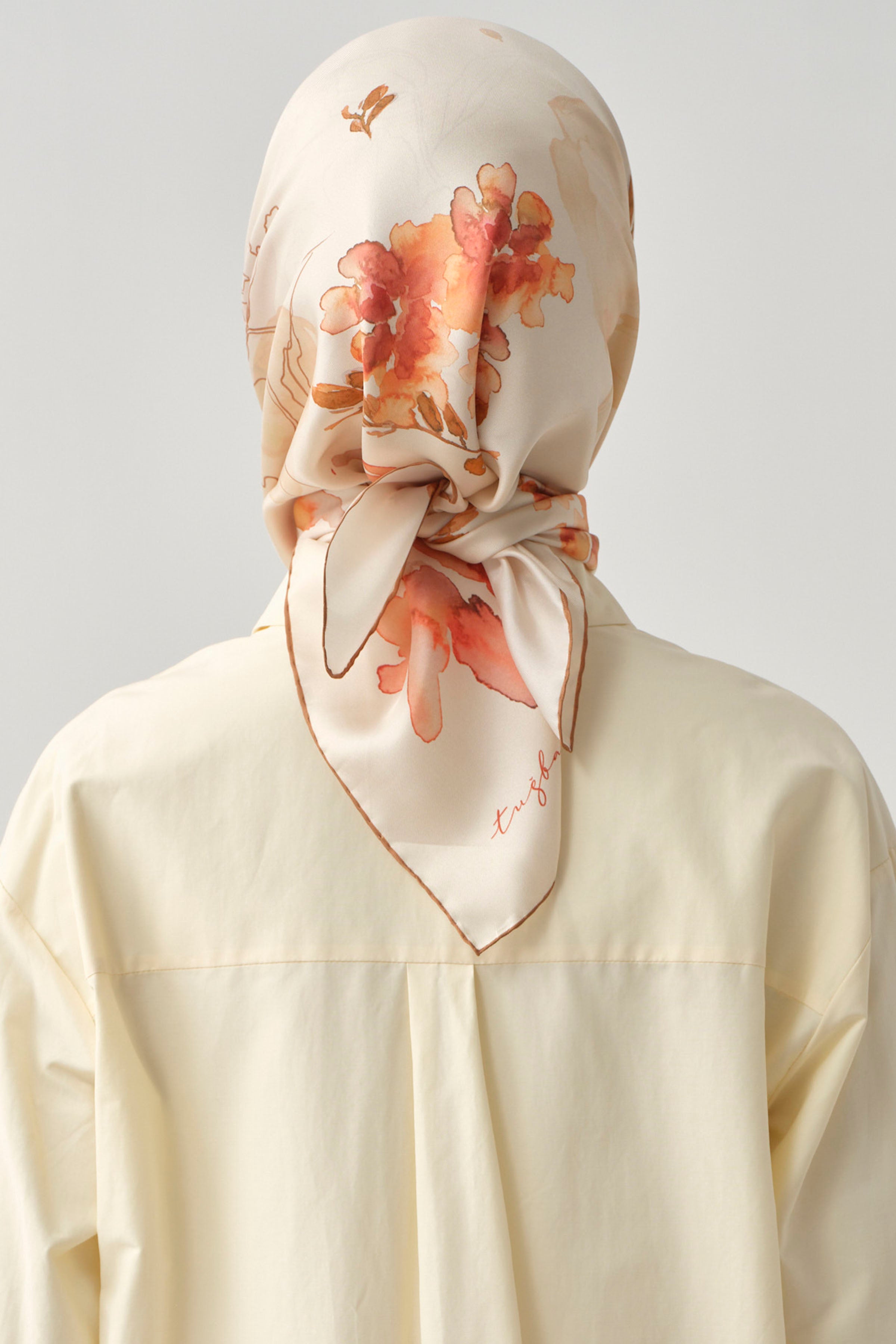 Süregan Twill İpek Eşarp - Krem TUGBA