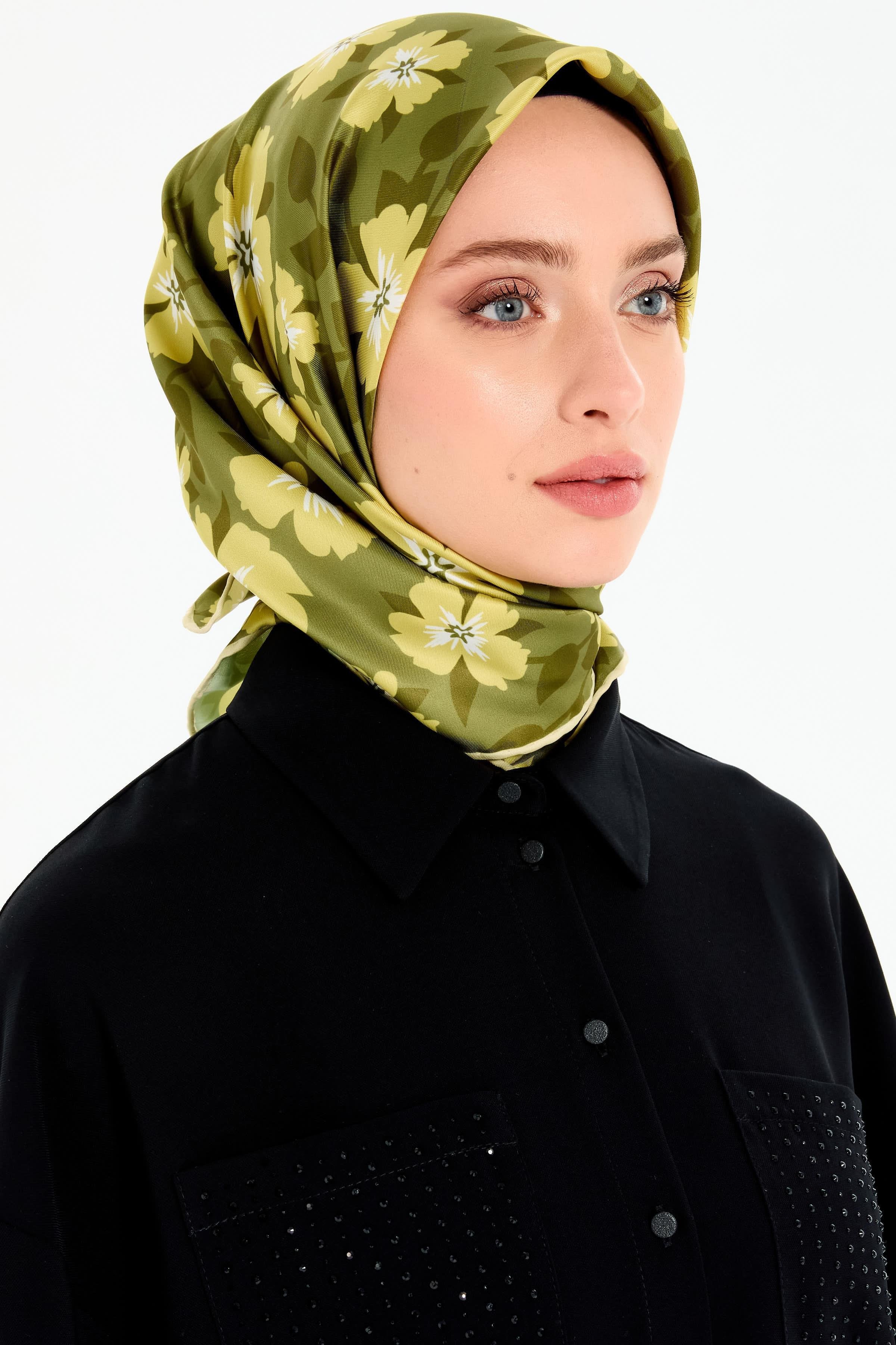 Çiçek Desenli Stil Eşarp - Asit TUGBA