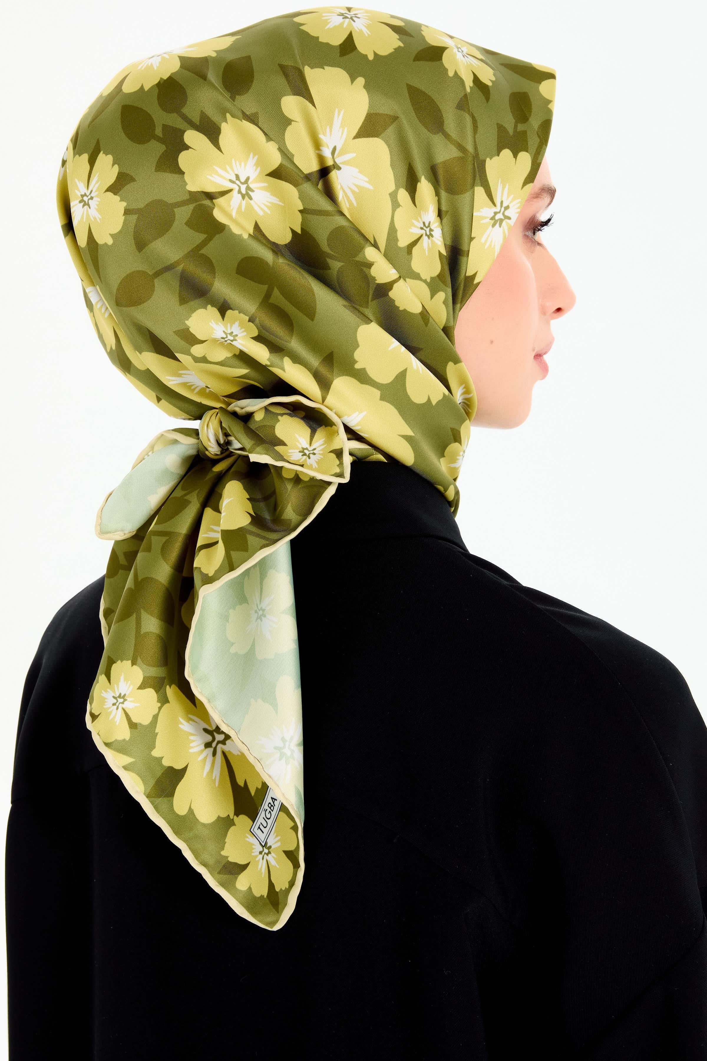 Çiçek Desenli Stil Eşarp - Asit TUGBA