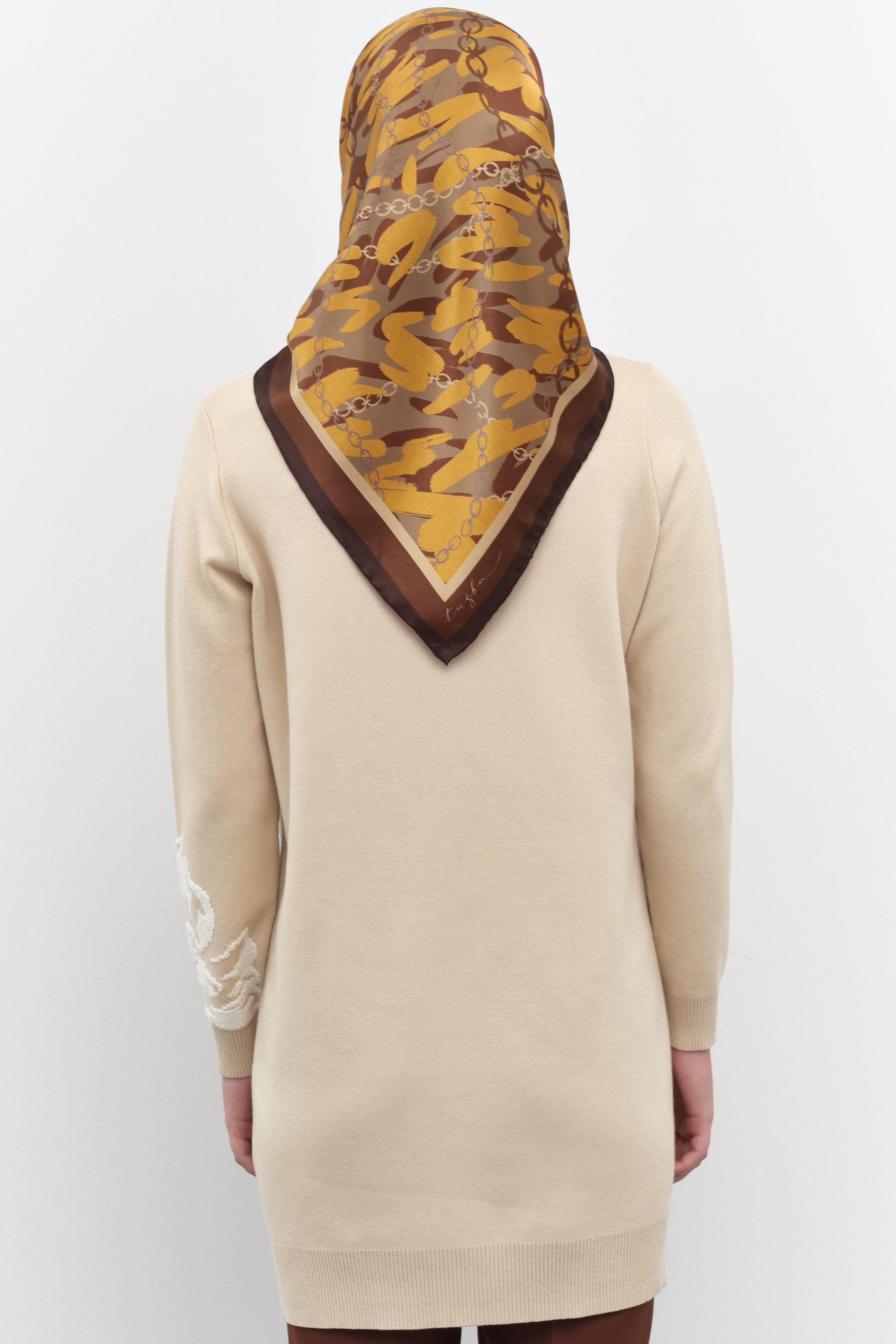 Çiçek Desenli Triko Tunik - Bej TUGBA