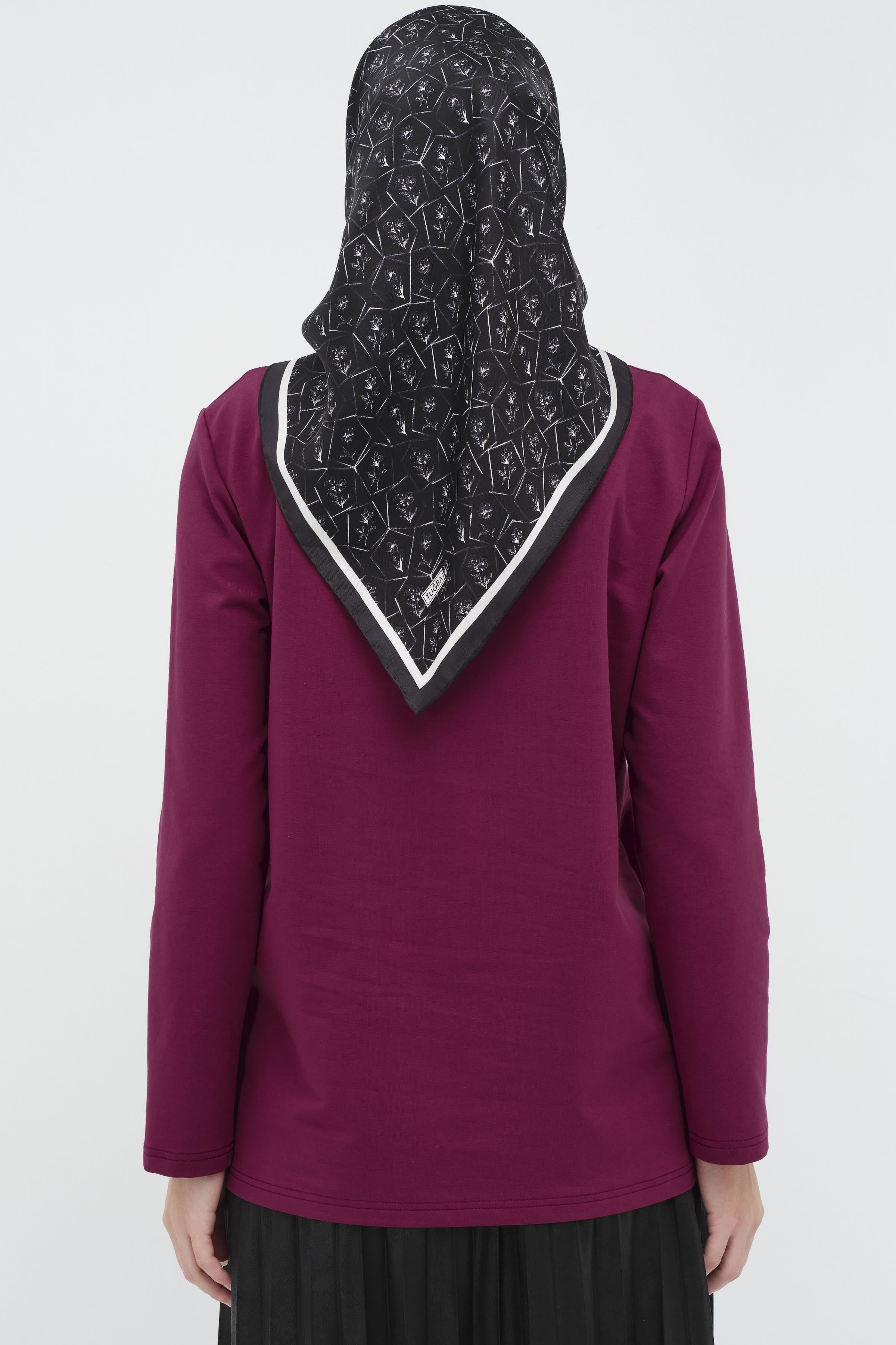 Çiçek Nakışlı Örme Bluz - Vişne TUGBA