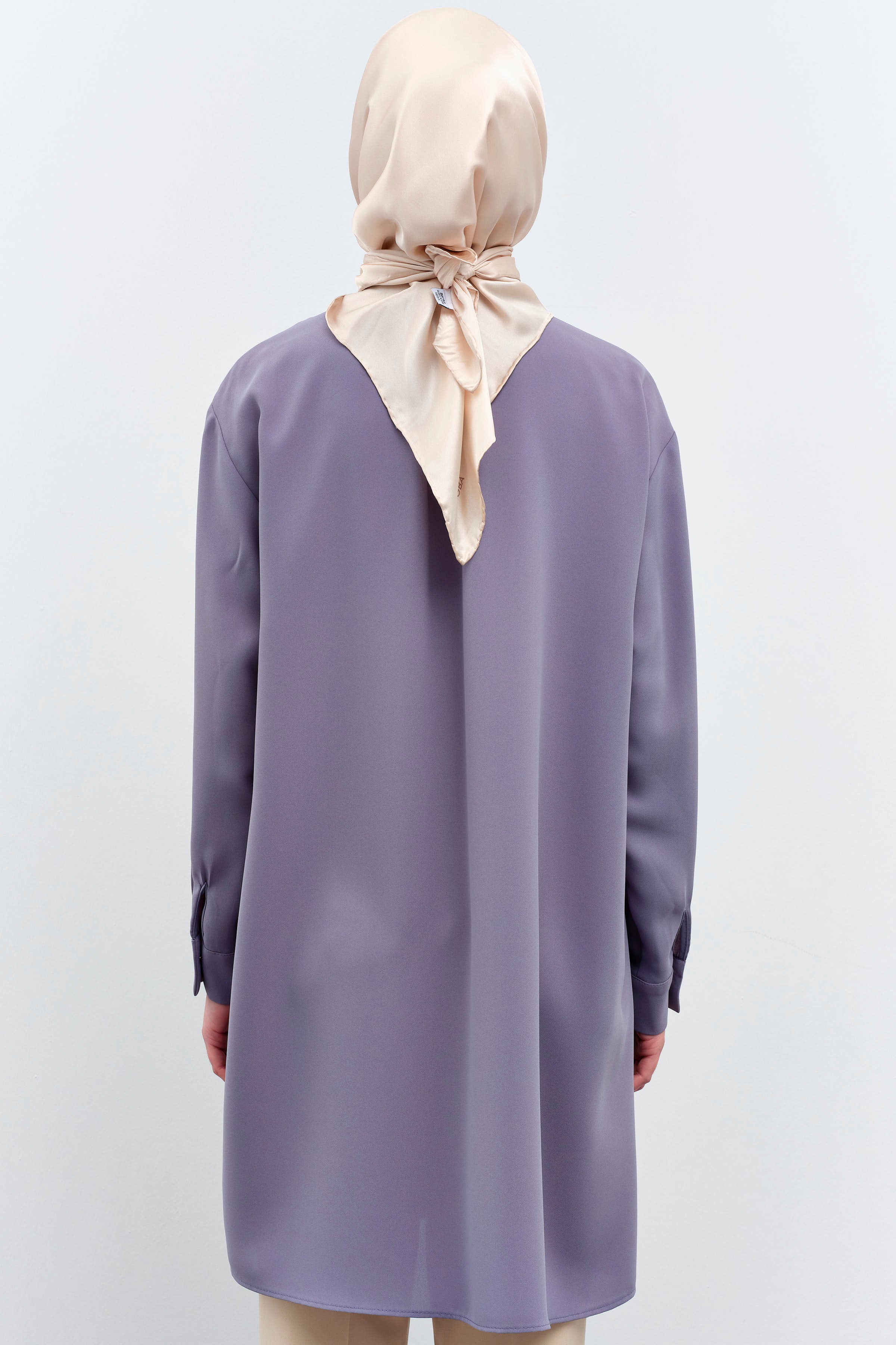 Çiçekli Kravat Detaylı Tunik - Lila TUGBA