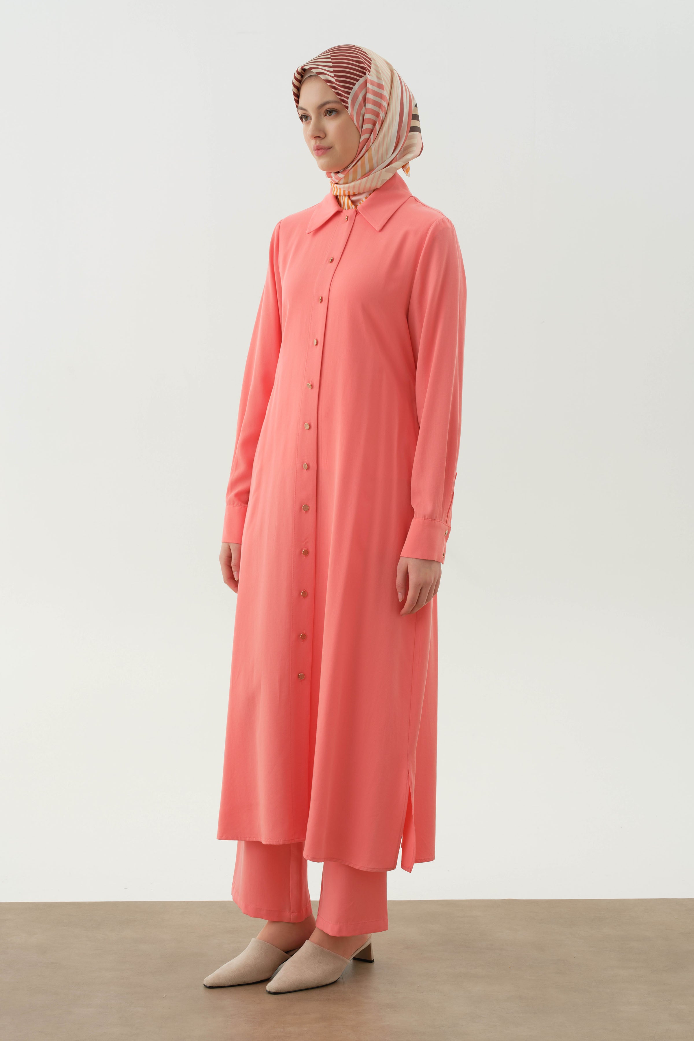 Çift Dolama Kemerli Uzun Tunik - Mercan TUGBA