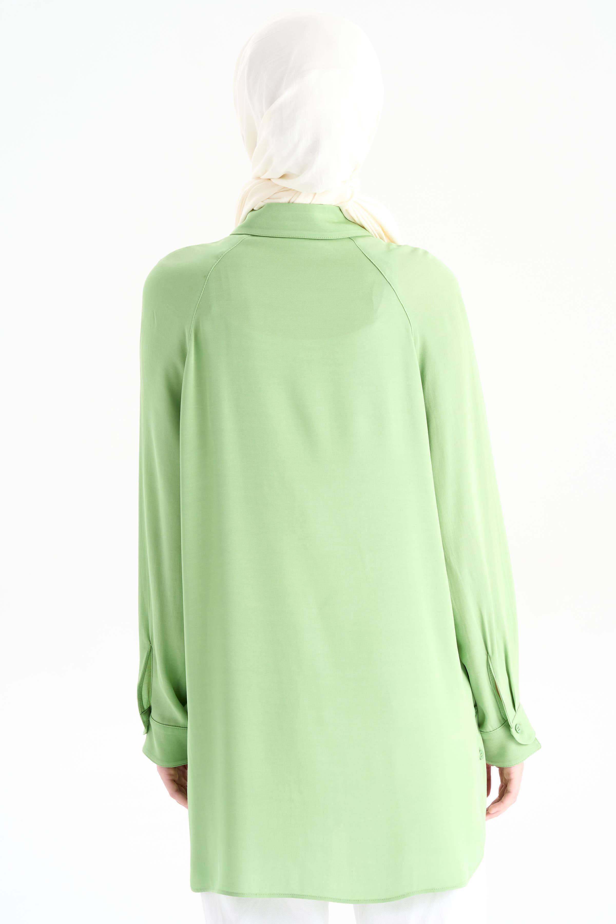 Çift Düğme Detaylı Gömlek - Fıstık Yeşili TUGBA