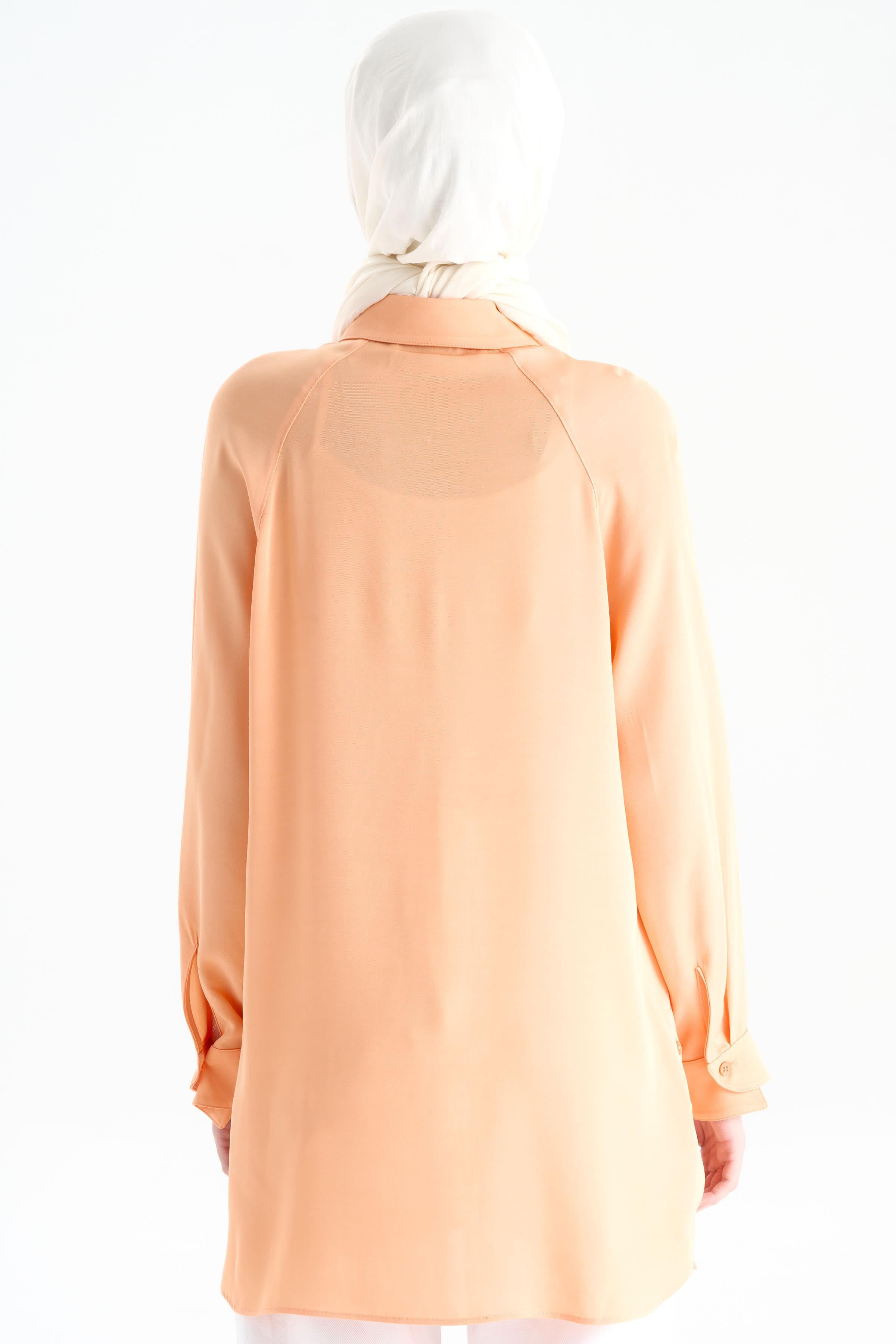 Çift Düğme Detaylı Gömlek - Somon TUGBA