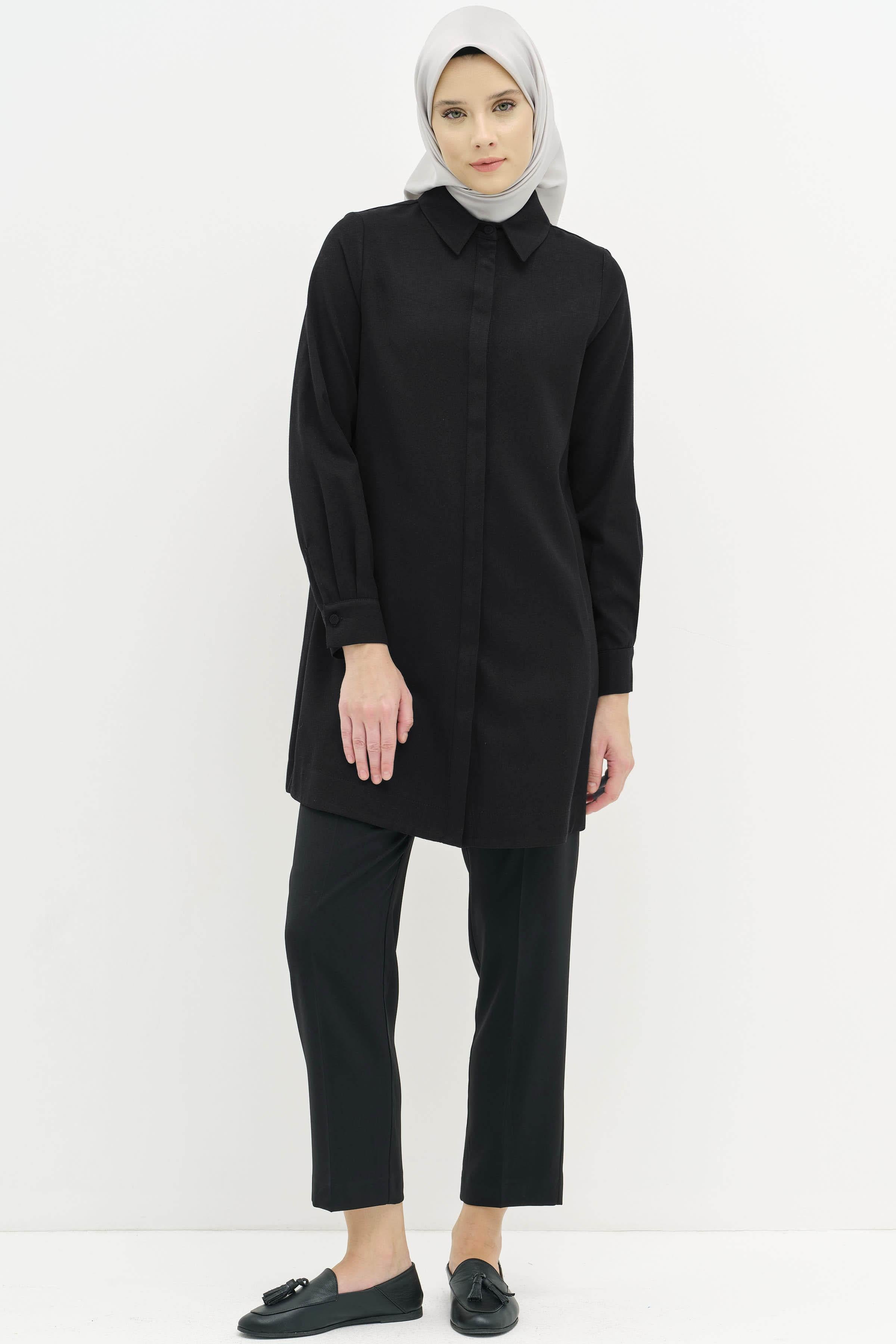 Çift Fleto Cepli Pantolon - Siyah TUGBA