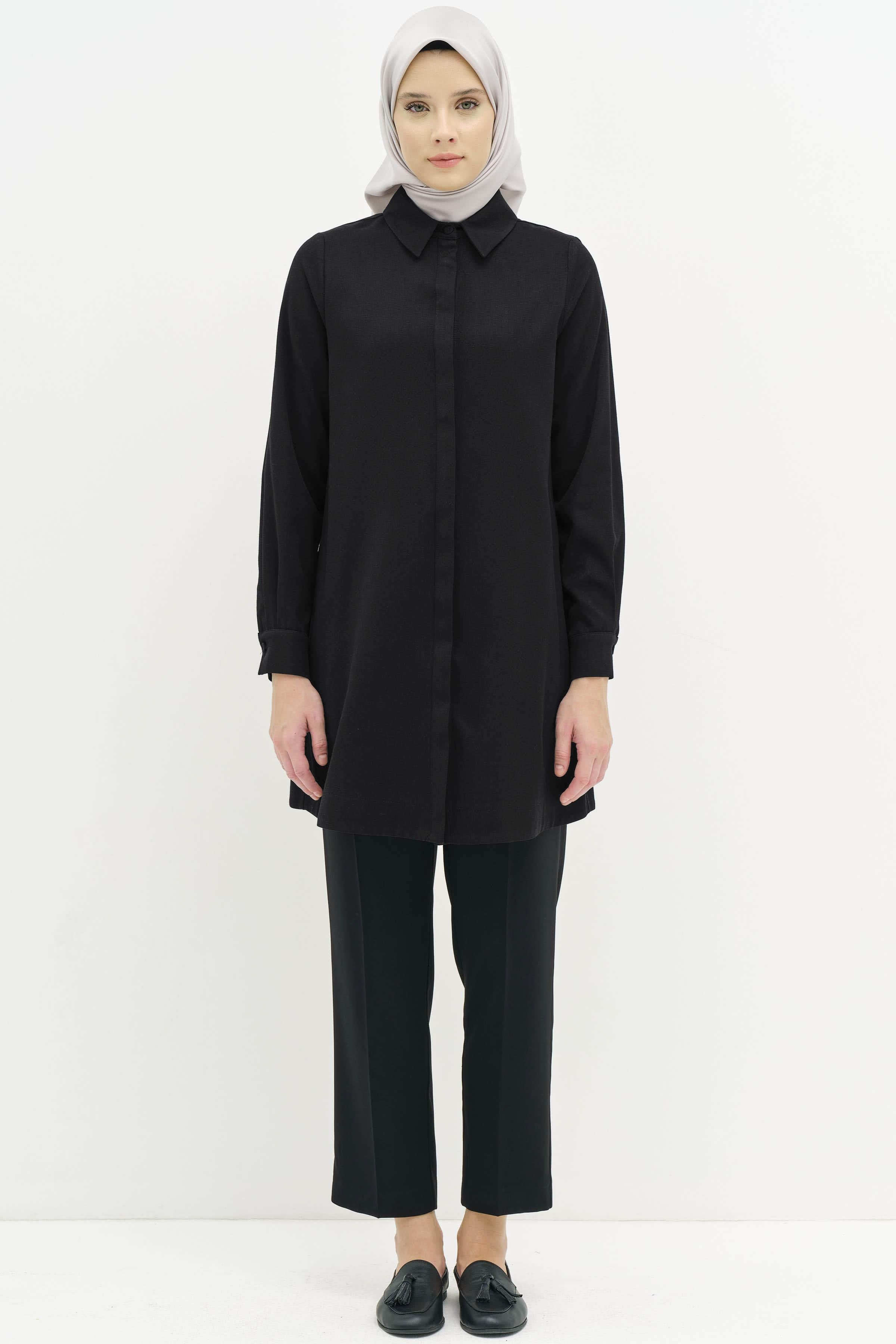 Çift Fleto Cepli Pantolon - Siyah TUGBA