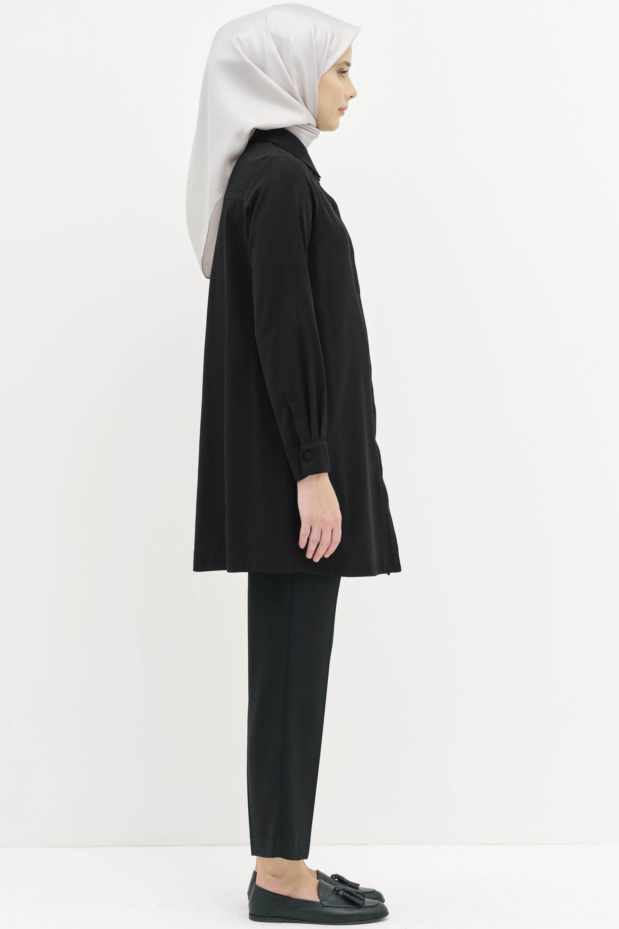 Çift Fleto Cepli Pantolon - Siyah TUGBA