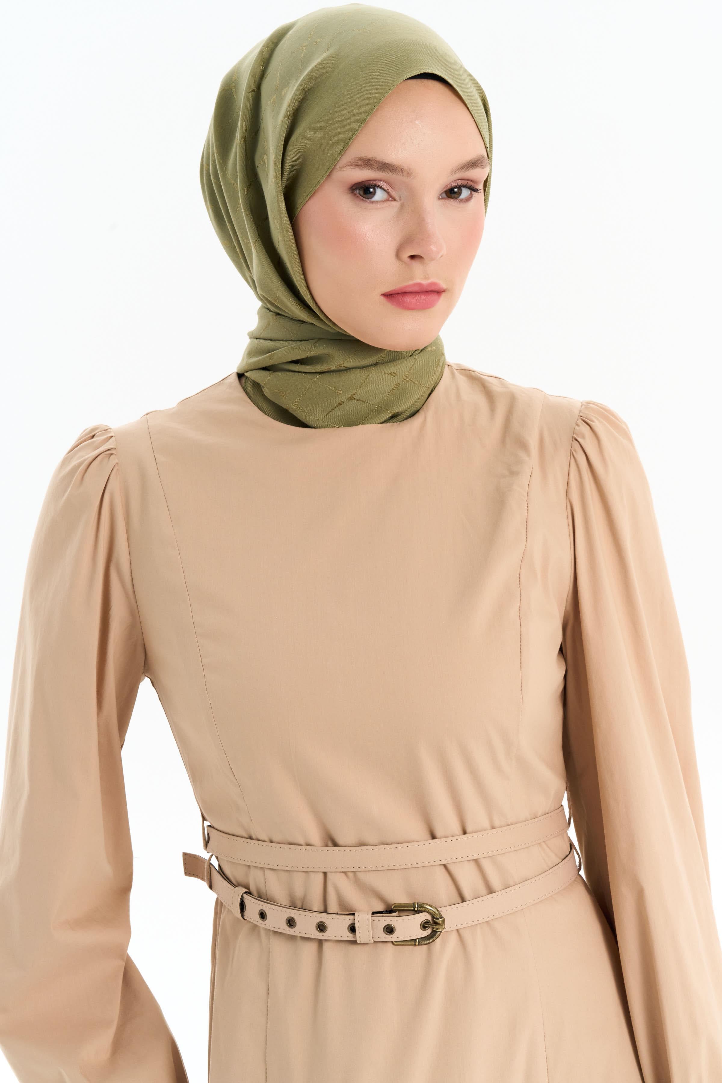 Çift Kat Kemerli Elbise - Camel TUGBA