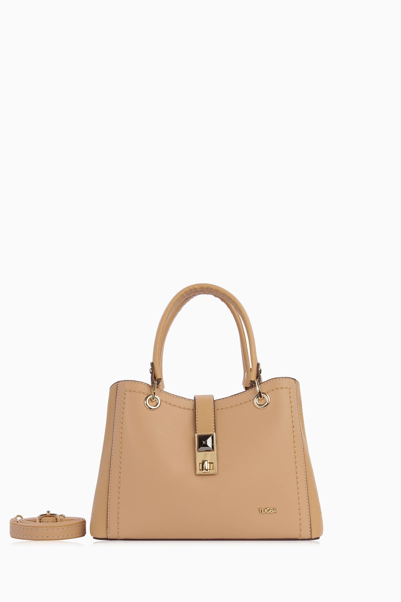 Çift Kulplu Coach Çanta - Camel TUGBA
