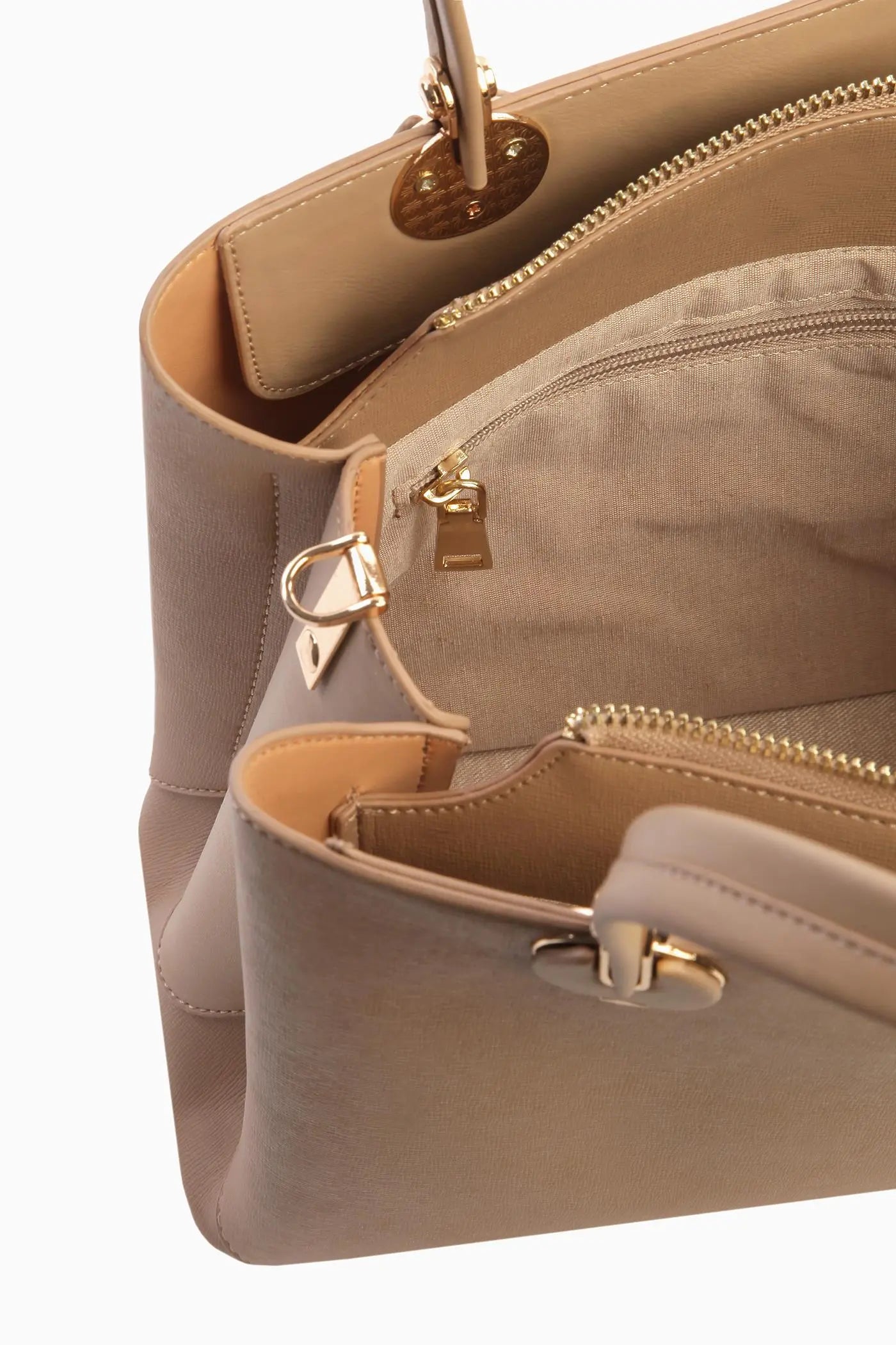 Çift Kulplu Flap Çanta - Bej TUGBA