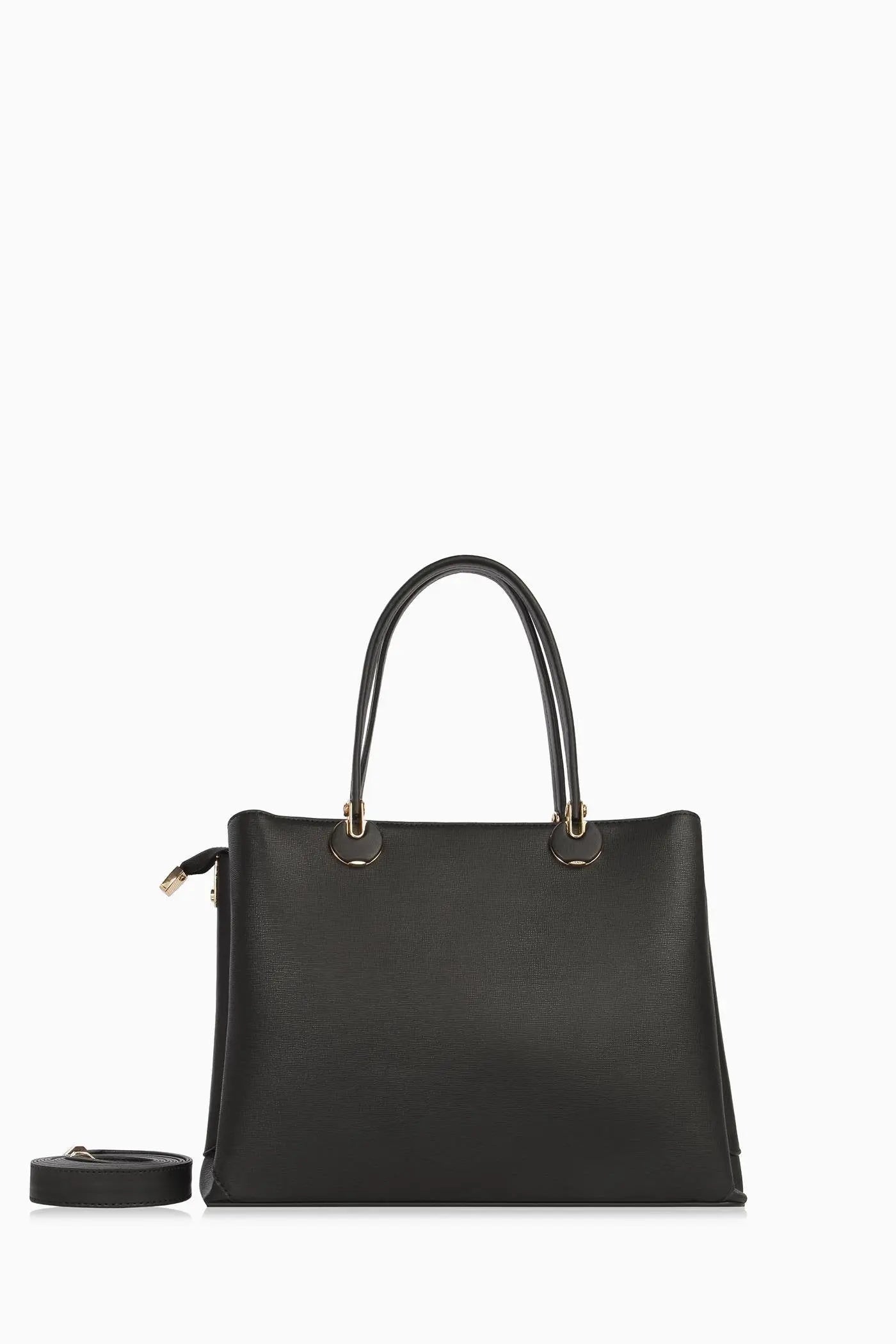 Çift Kulplu Flap Çanta - Siyah TUGBA