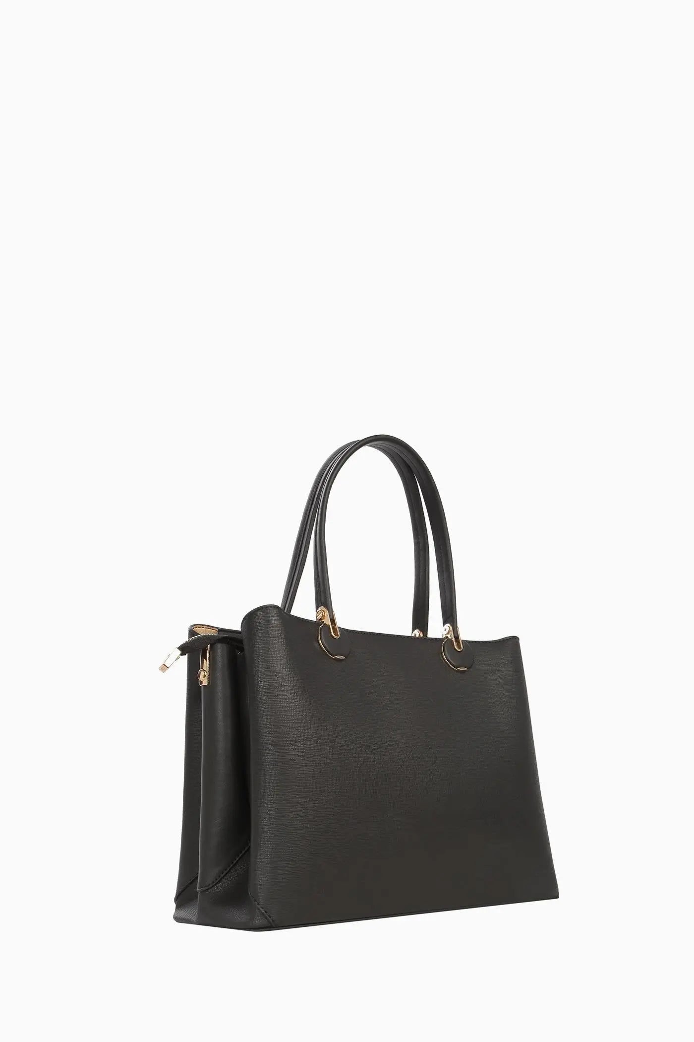 Çift Kulplu Flap Çanta - Siyah TUGBA