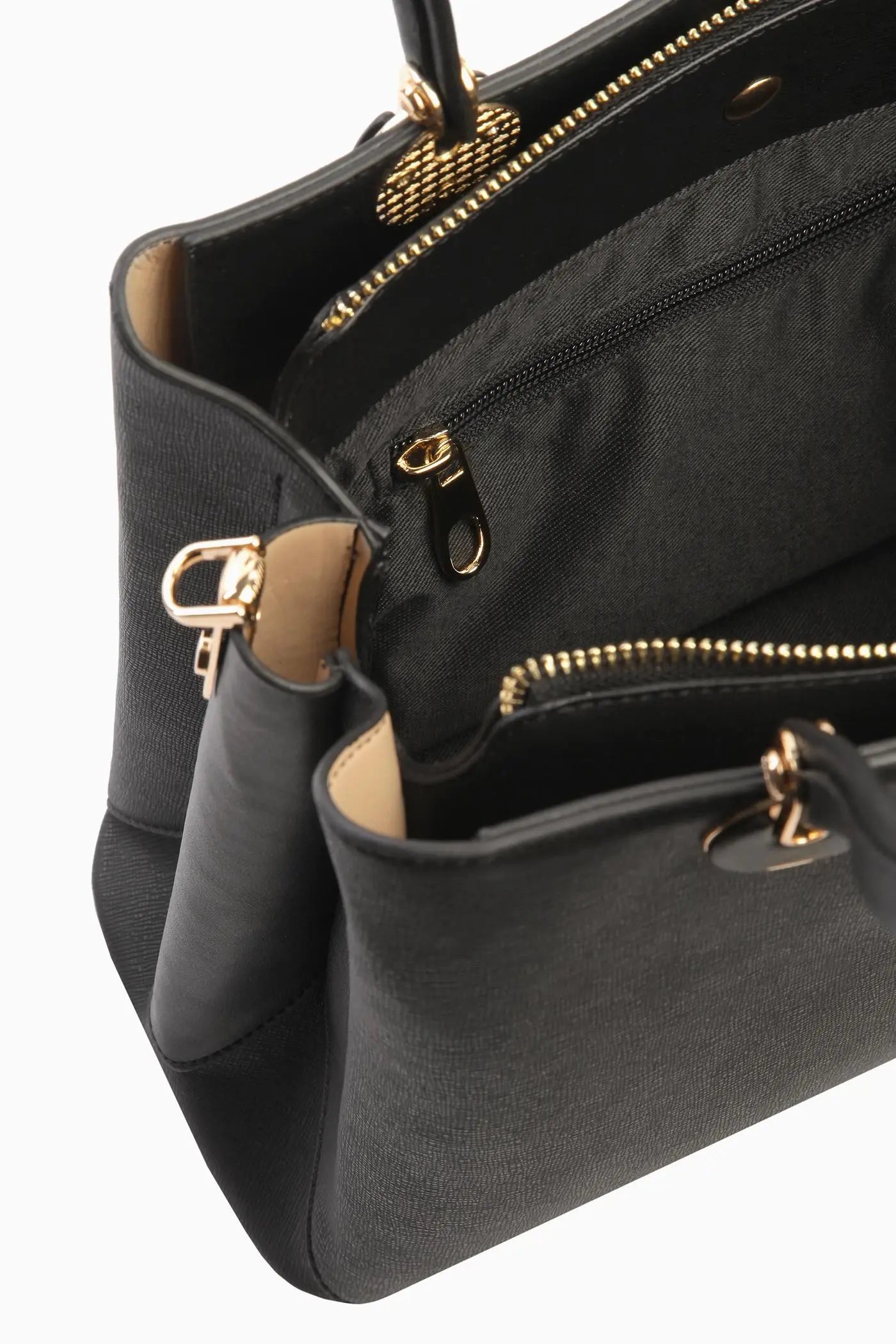 Çift Kulplu Flap Çanta - Siyah TUGBA