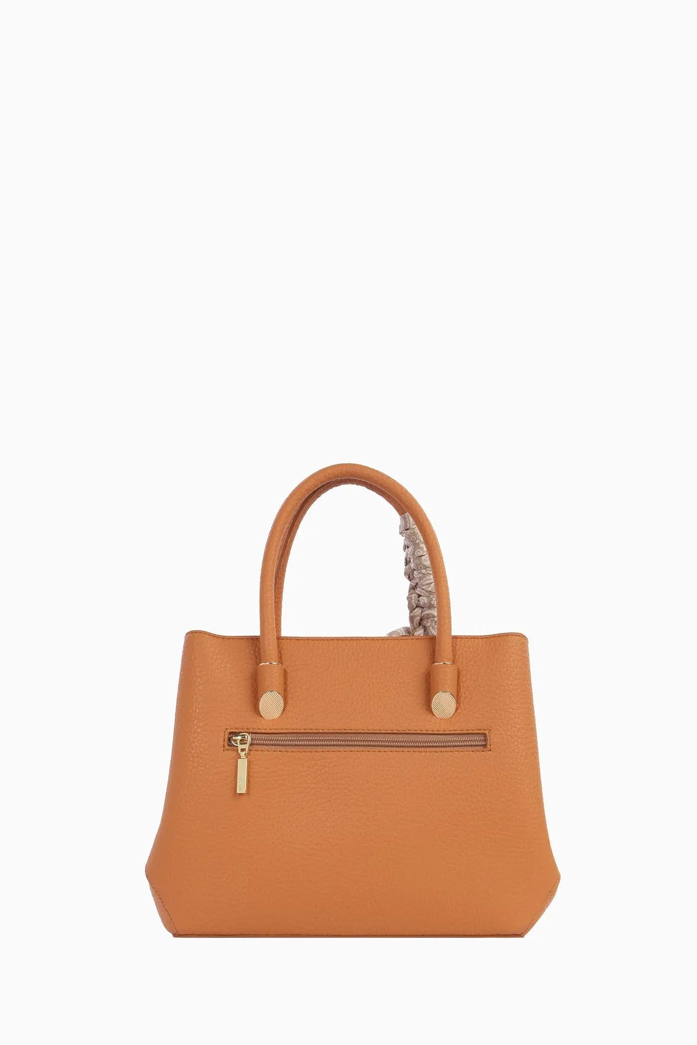 Çift Kulplu Fularlı Çanta - Açık Kahve TUGBA