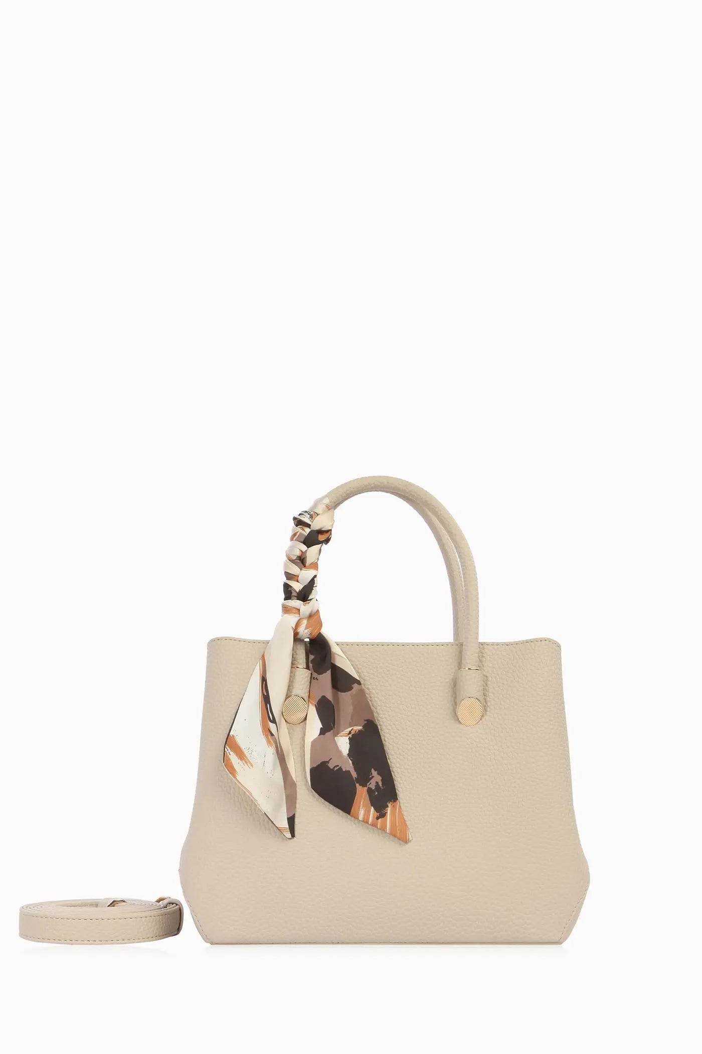 Çift Kulplu Fularlı Çanta - Bej TUGBA