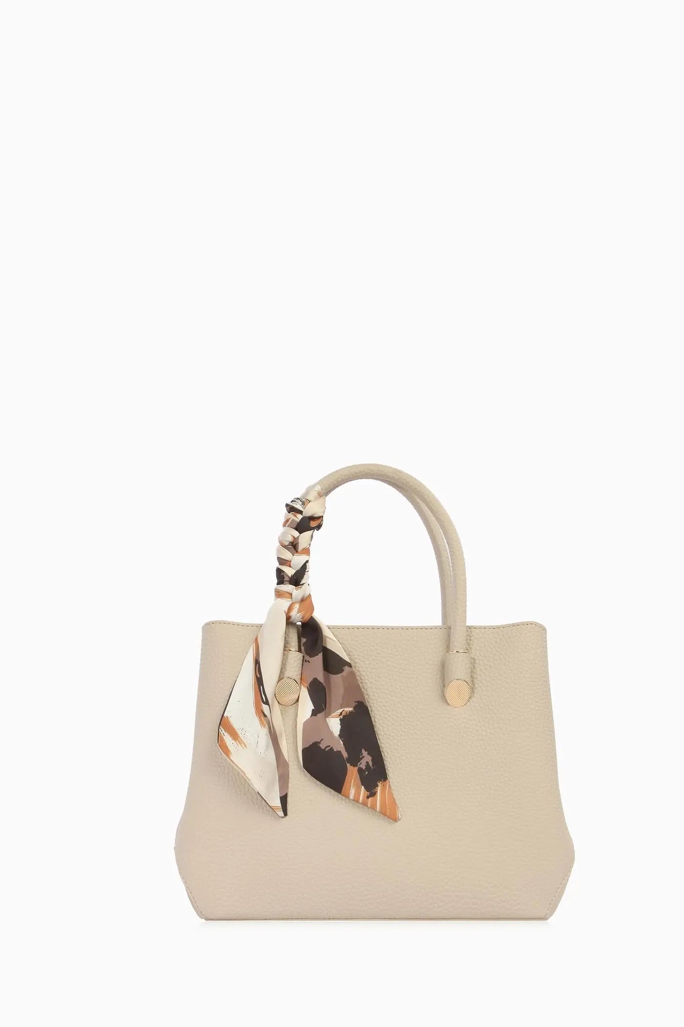 Çift Kulplu Fularlı Çanta - Bej TUGBA