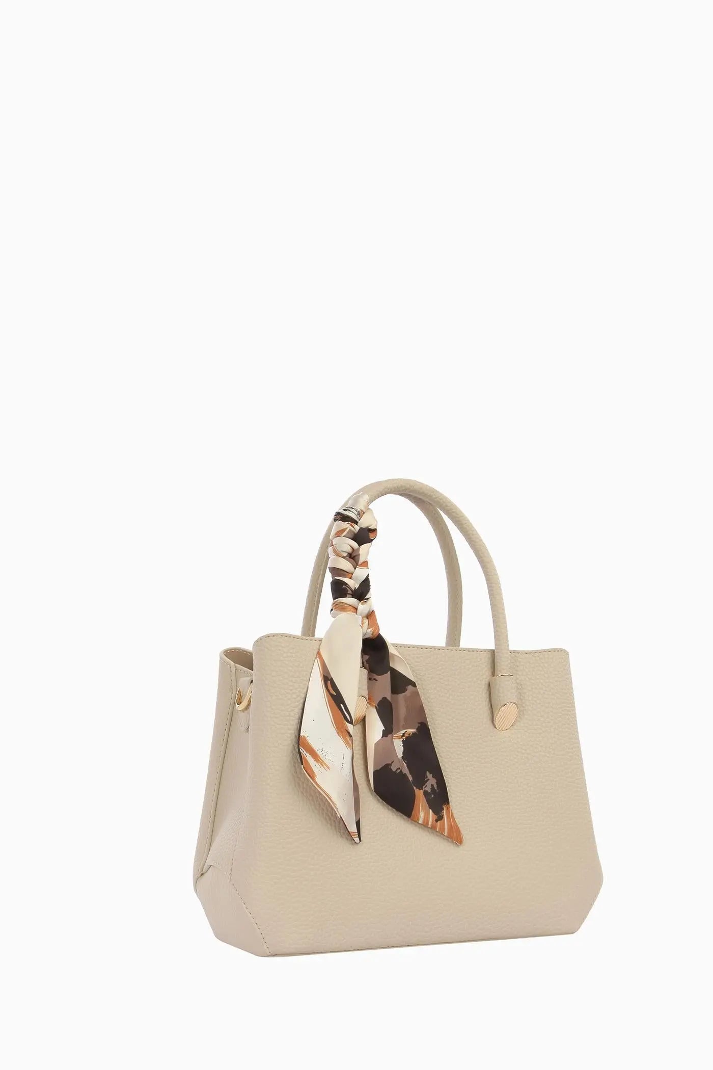 Çift Kulplu Fularlı Çanta - Bej TUGBA