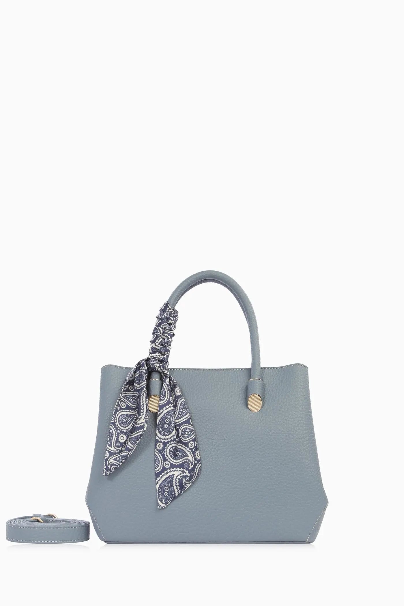 Çift Kulplu Fularlı Çanta - Mavi TUGBA