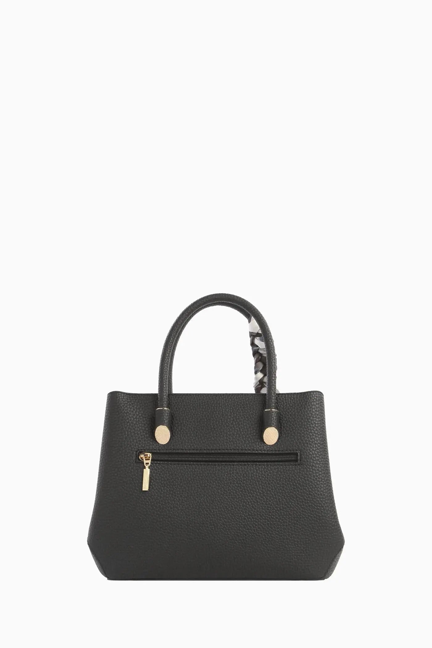 Çift Kulplu Fularlı Çanta - Siyah TUGBA