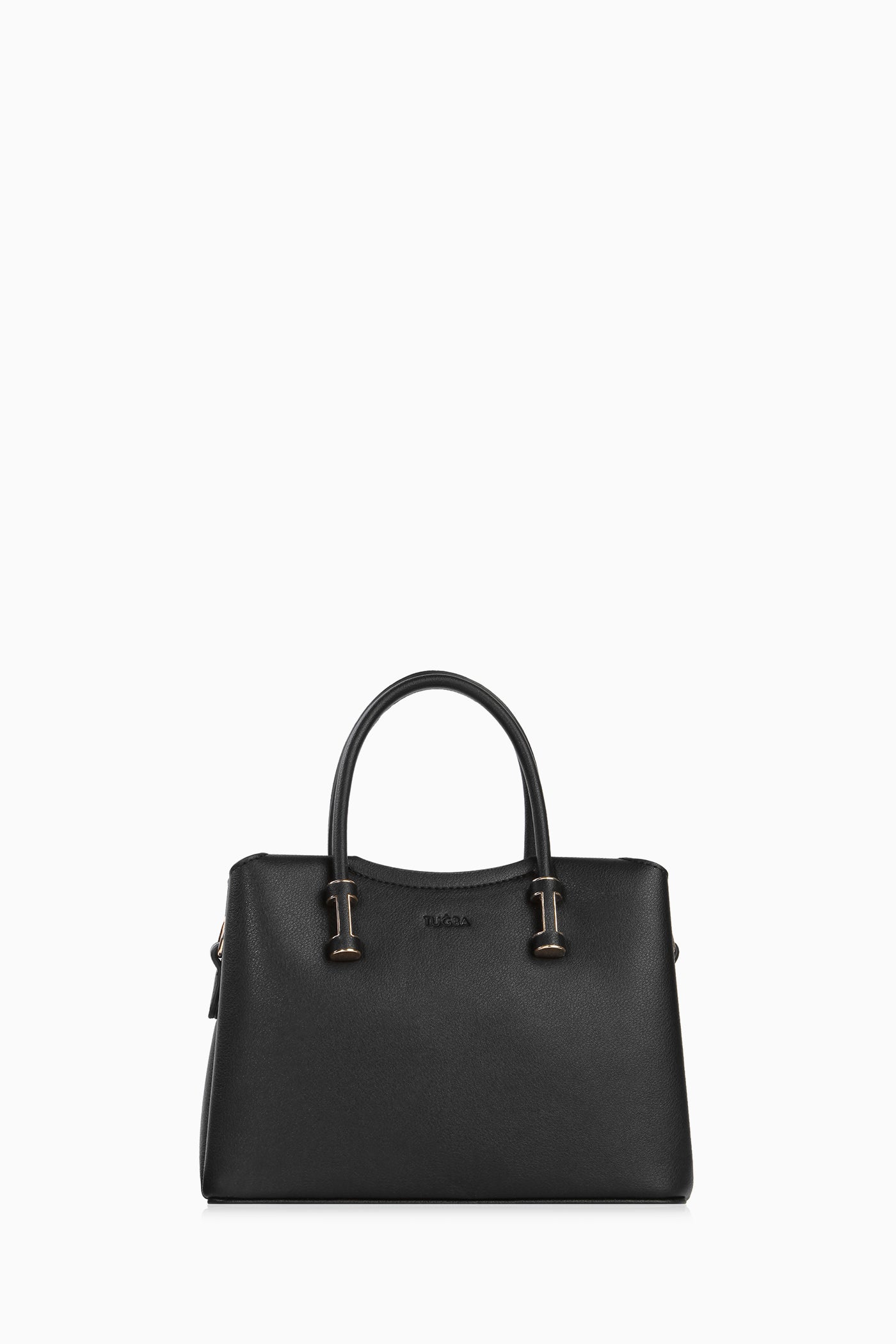 Çift Kulplu Metal Detaylı Çanta - Siyah TUGBA