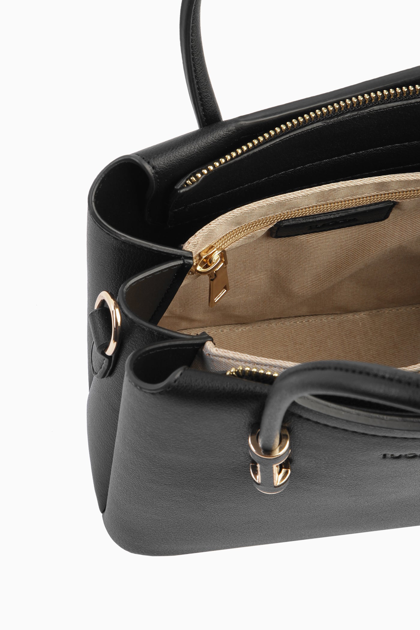 Çift Kulplu Metal Detaylı Çanta - Siyah TUGBA