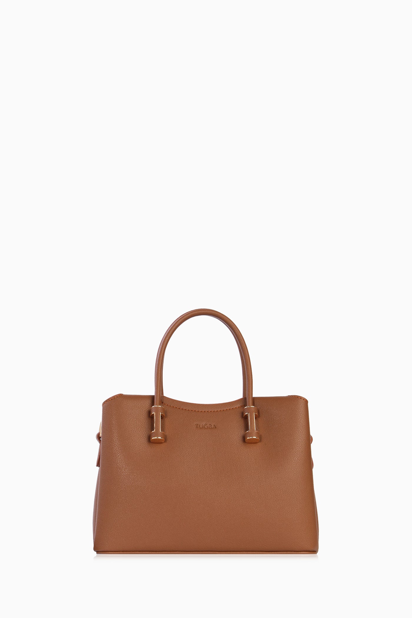 Çift Kulplu Metal Detaylı Çanta - Taba TUGBA