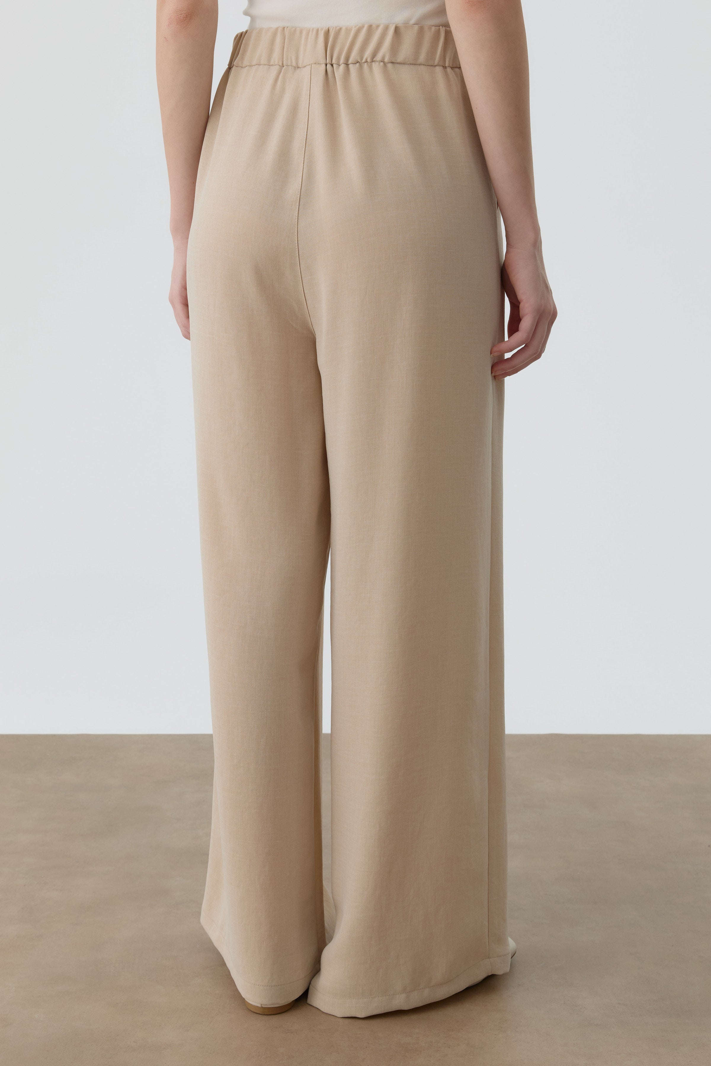 Çift Pile Detaylı Pantolon - Bej TUGBA