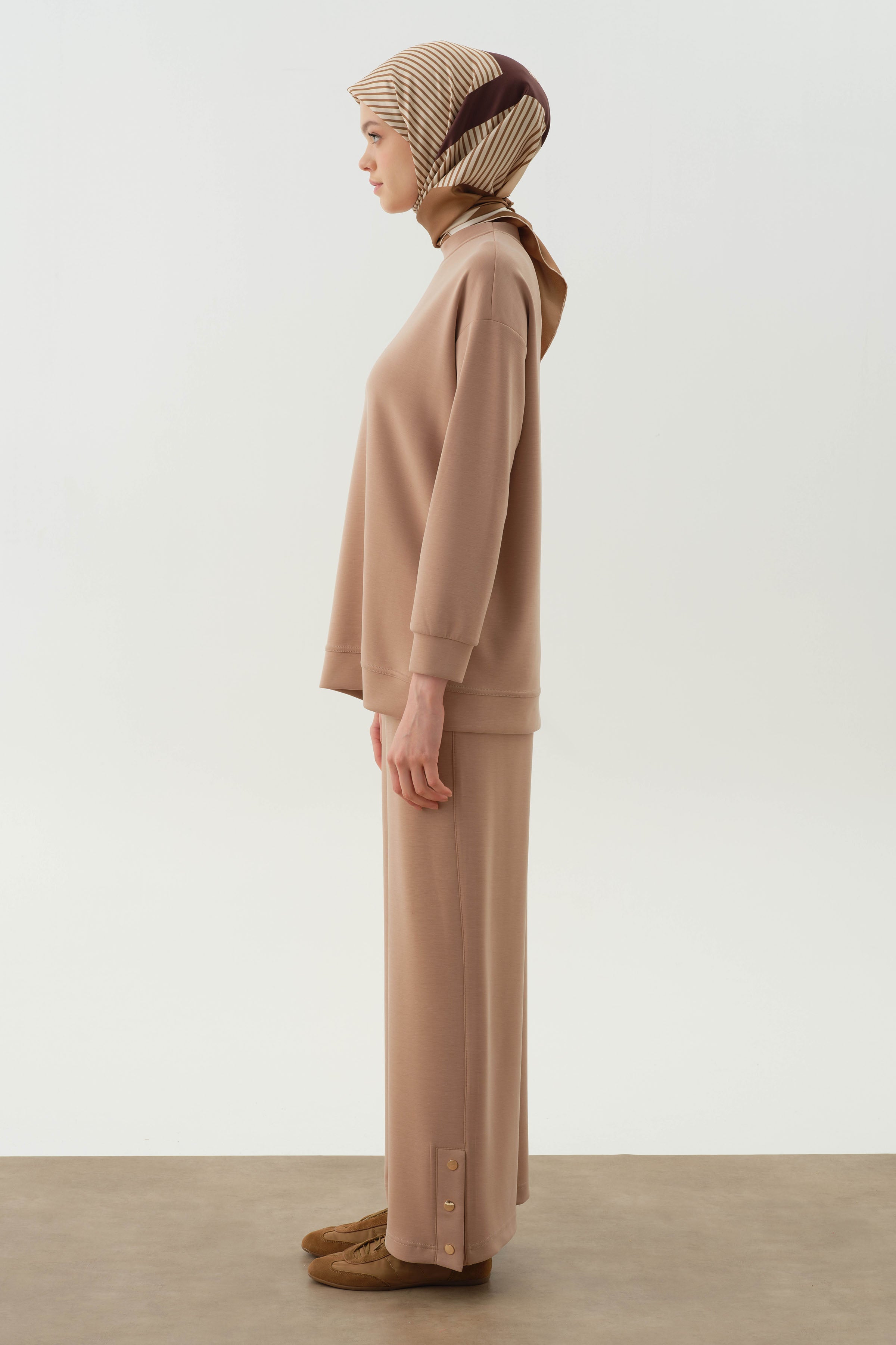 Çıtçıt Yırtmaç Detaylı Örme Tunik - Fındık TUGBA