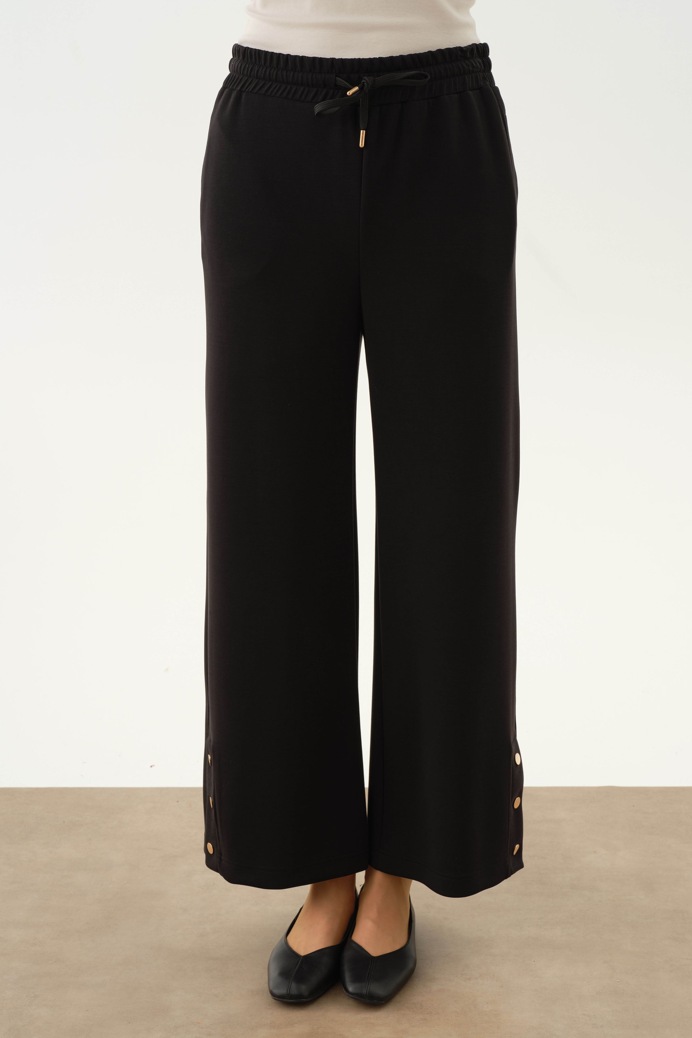 Çıtçıt Yırtmaç Detaylı Örme Tunik - Siyah TUGBA