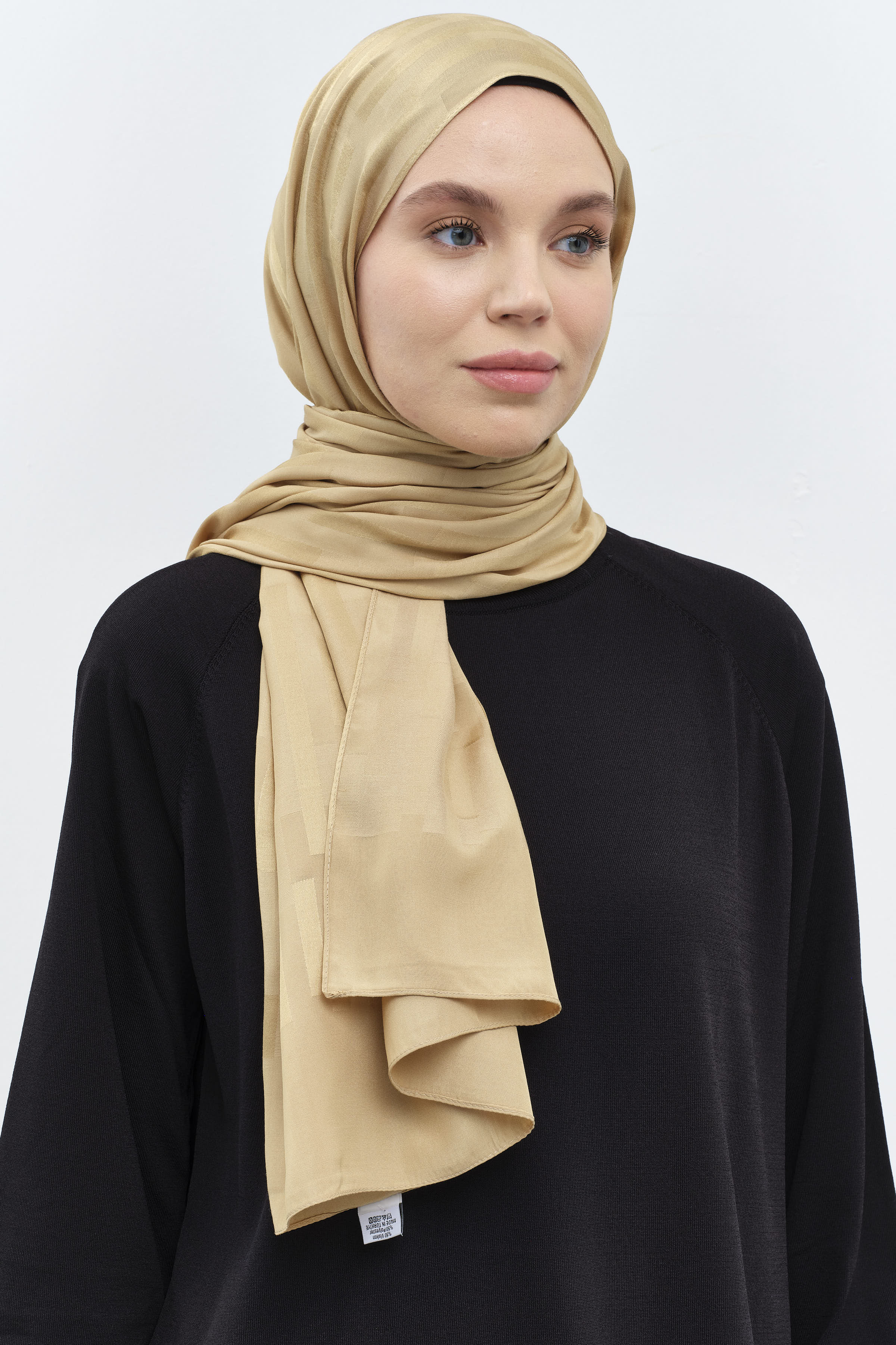 Çizgi Desen Viskon Şal - Altın TUGBA