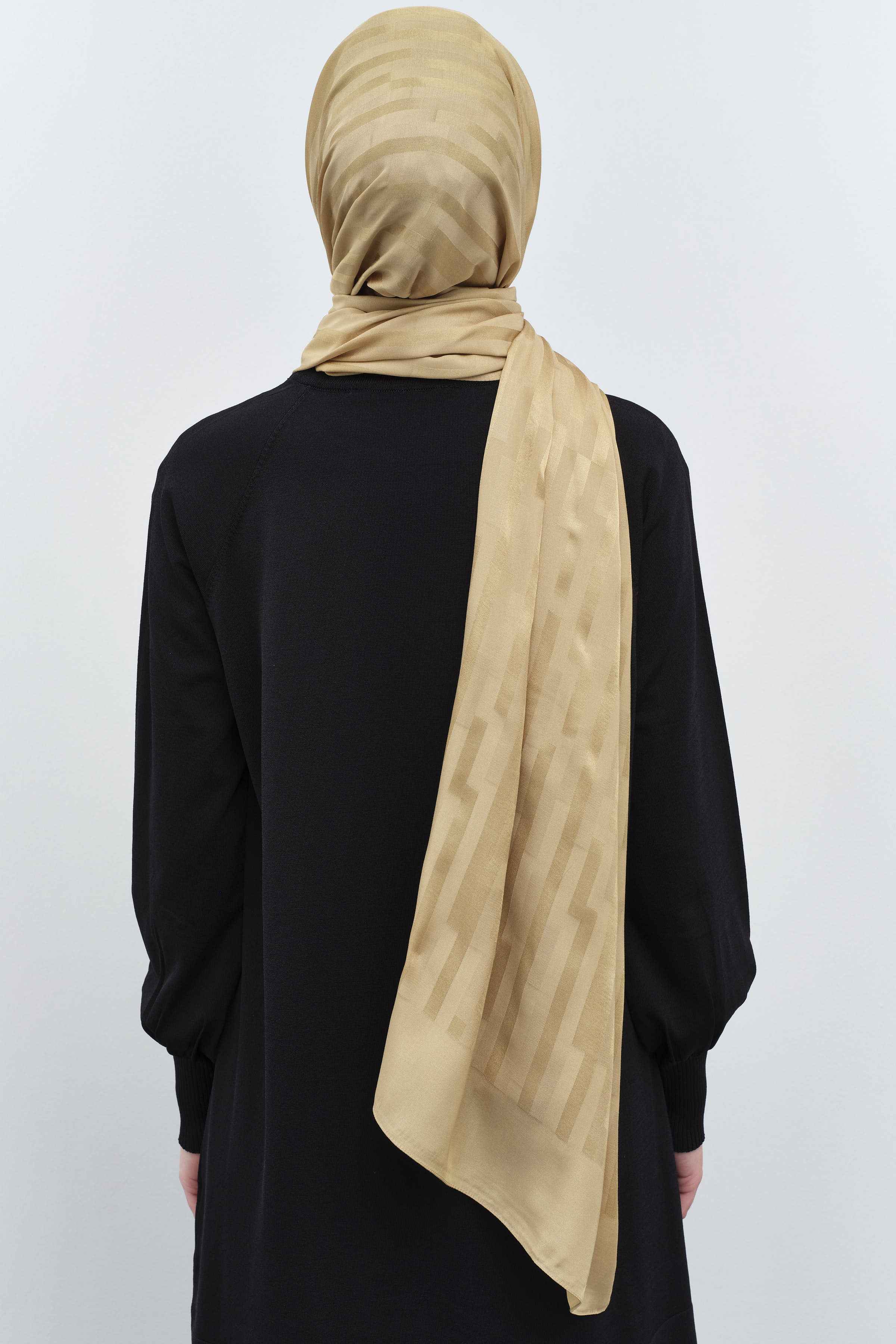 Çizgi Desen Viskon Şal - Altın TUGBA