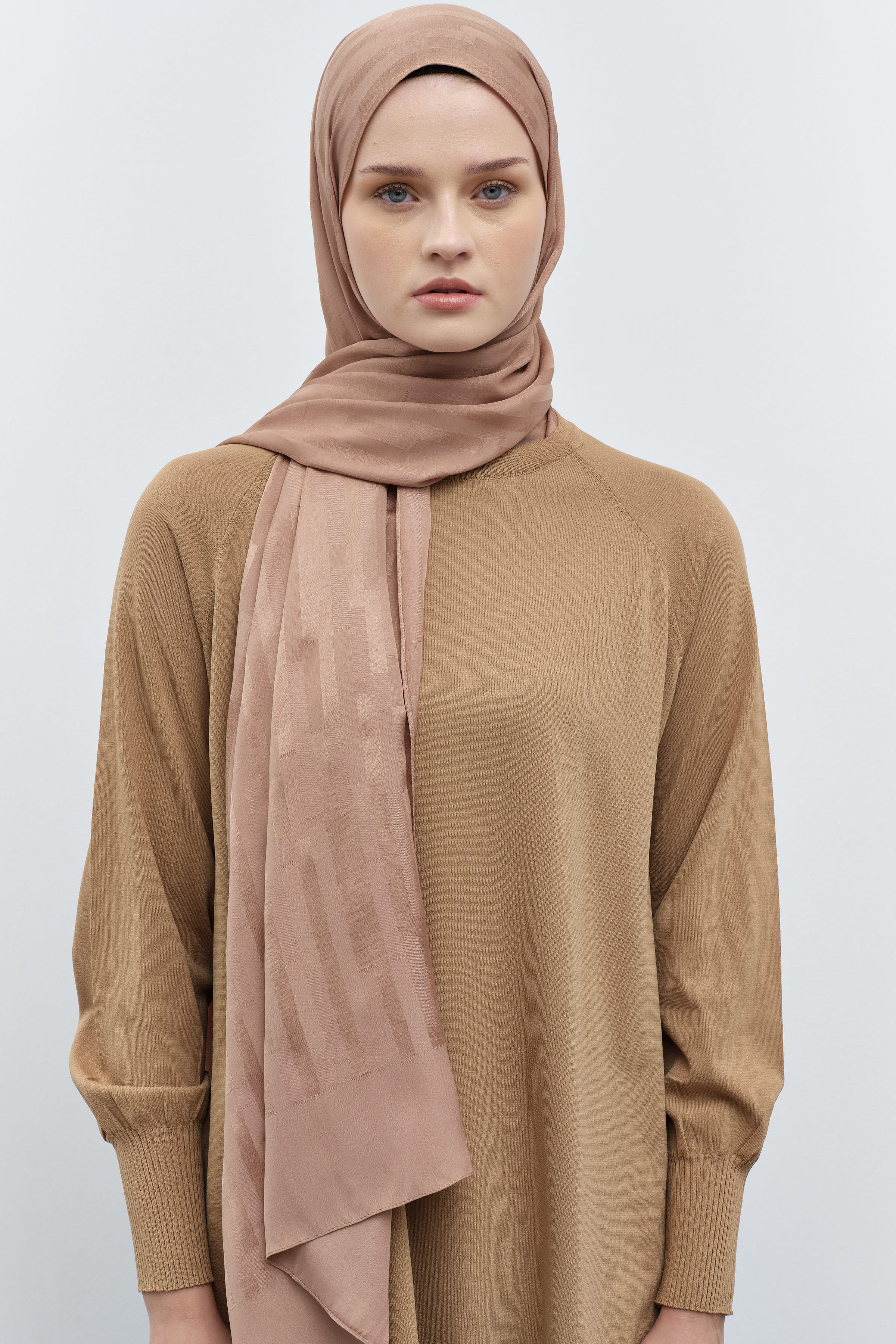 Çizgi Desen Viskon Şal - Bisküvi TUGBA