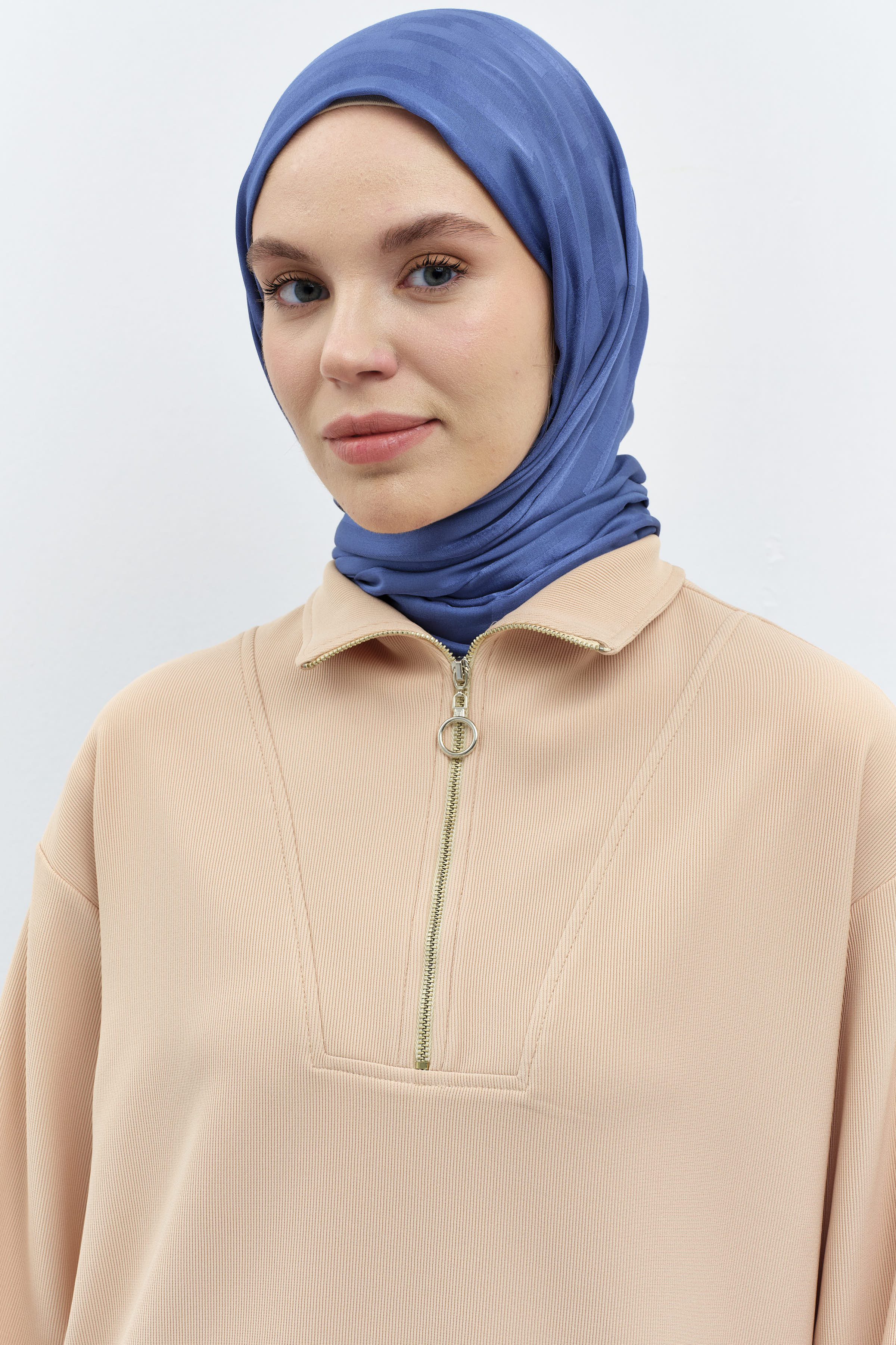 Çizgi Desen Viskon Şal - İndigo TUGBA