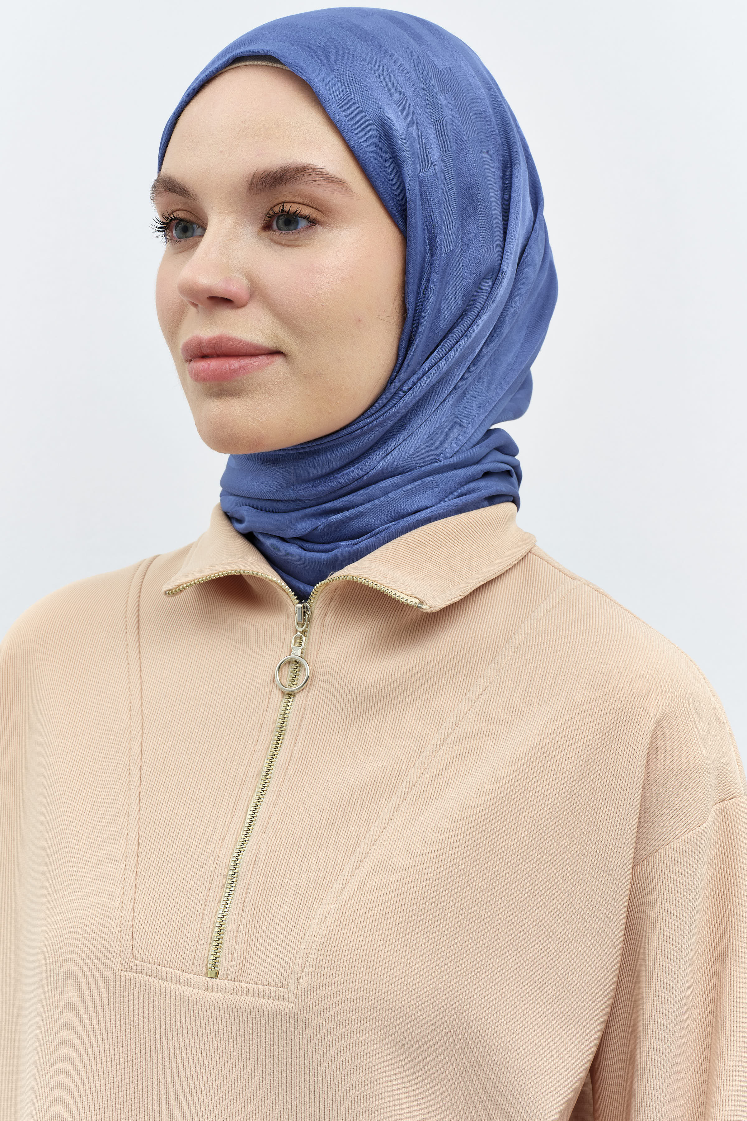 Çizgi Desen Viskon Şal - İndigo TUGBA