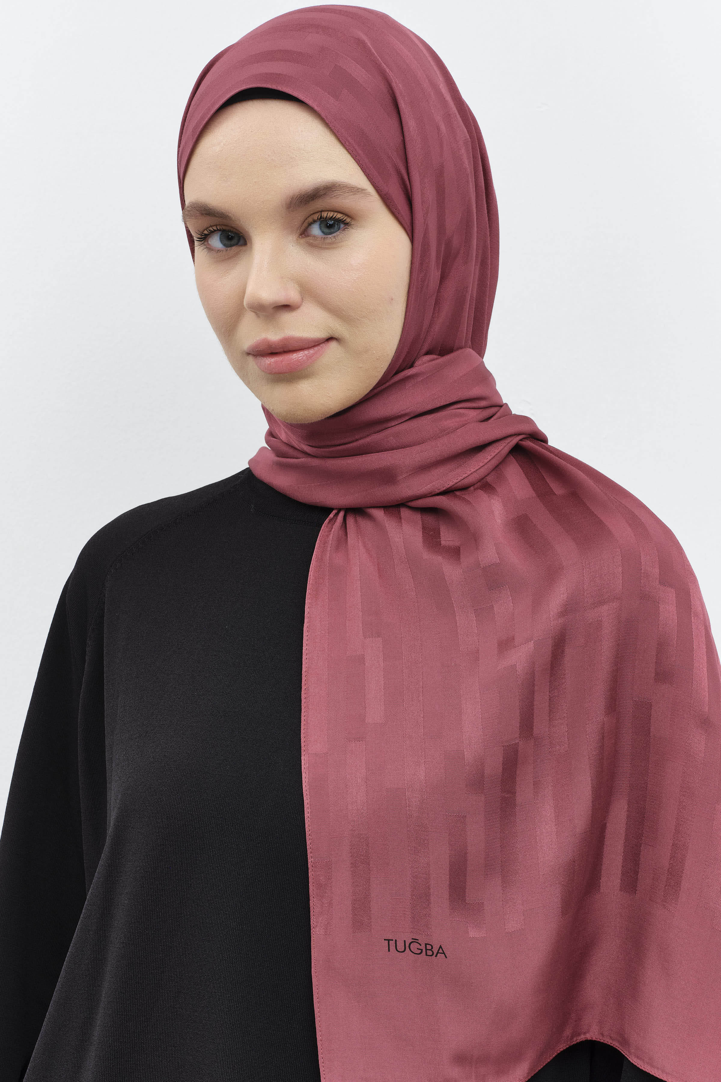 Çizgi Desen Viskon Şal - Rose TUGBA